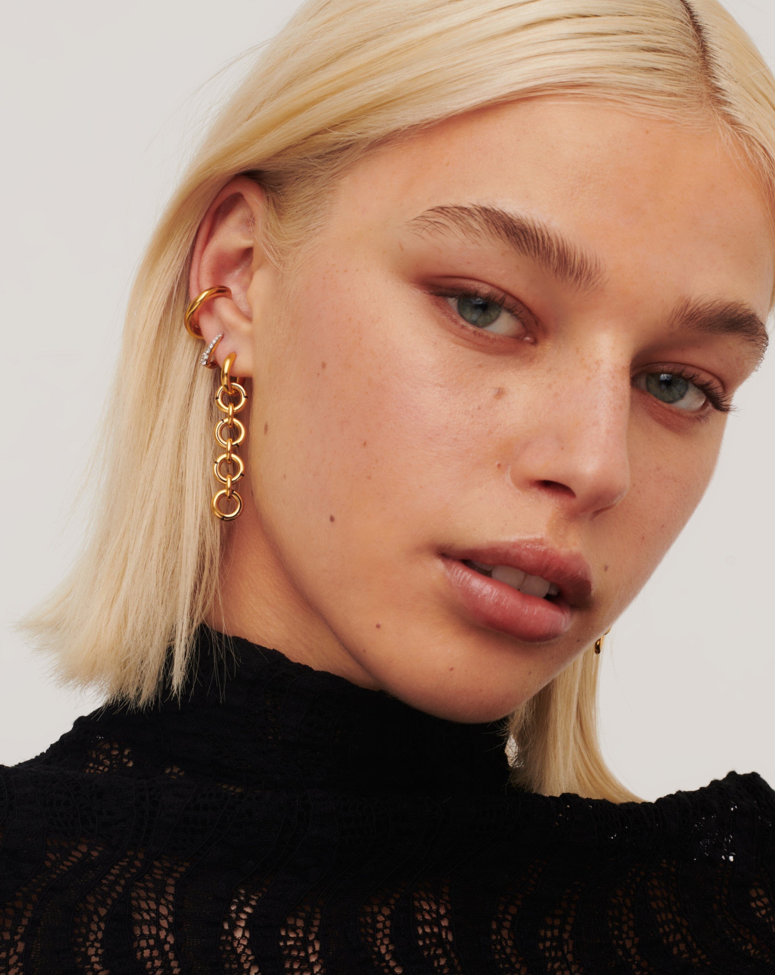 18k Gold Plated Enamel Byline Link Drop Hoop Earrings - Elegant Dangle Earrings for Women, Perfect for Parties, Weddings & Everyday Wear