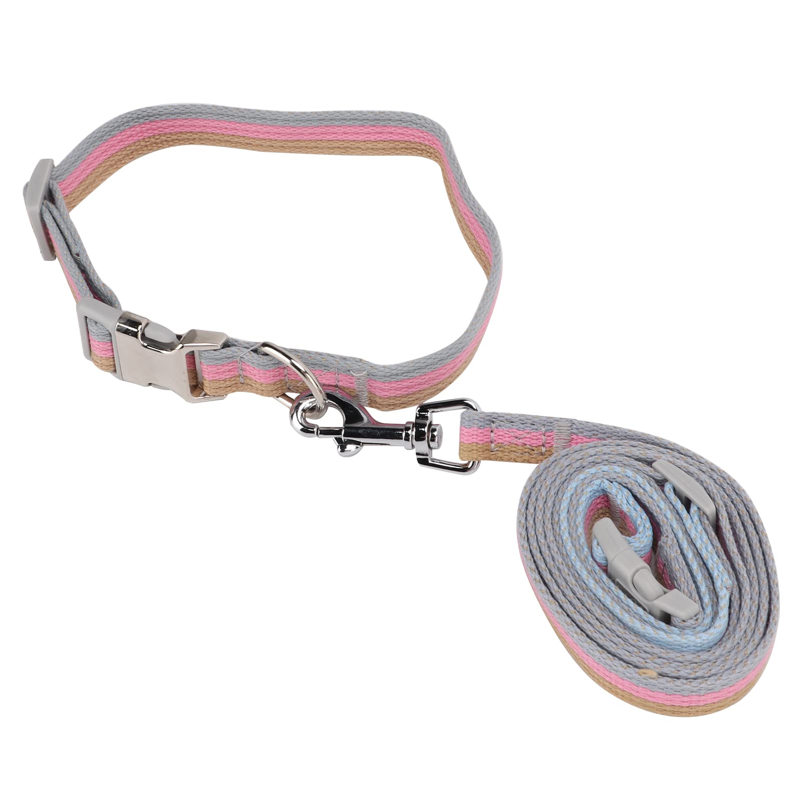 Shanrya Reflective Dog Collar and Leash Set for Small Medium Dogs - Adjustable Nylon Pet Collar with Strong Metal Buckle, Soft Padded Handle (Pink, Medium) - Perfect for Night Walks, Jogging, and Outdoor Adventures
