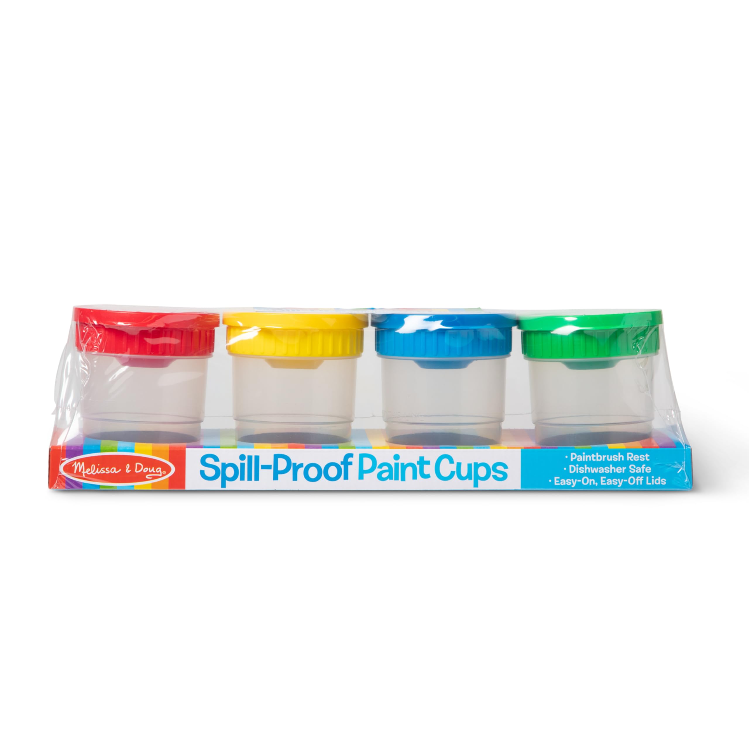 Melissa & Doug Spill-Proof Paint Cups - 4-Pack with Airtight Seal & Snap Lids - Reusable No-Spill Paint Storage Containers for Kids - Perfect for Art Projects, Classroom Activities & DIY Crafts