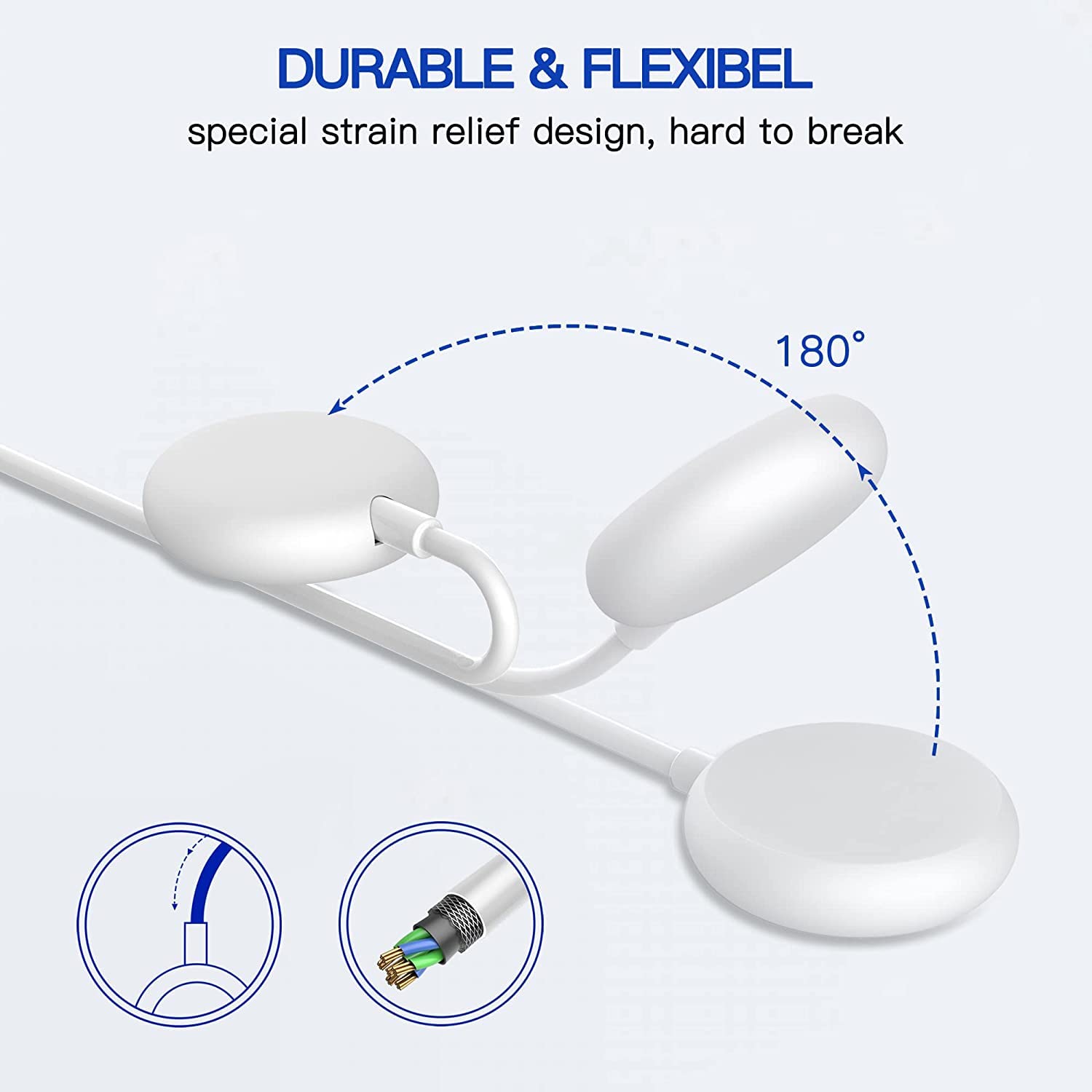 TUCANA USB Charger Cable for Google Pixel Watch - Fast Charging, Durable & Compatible (1 Pack, White) - Perfect for Home, Office & Travel Accessories
