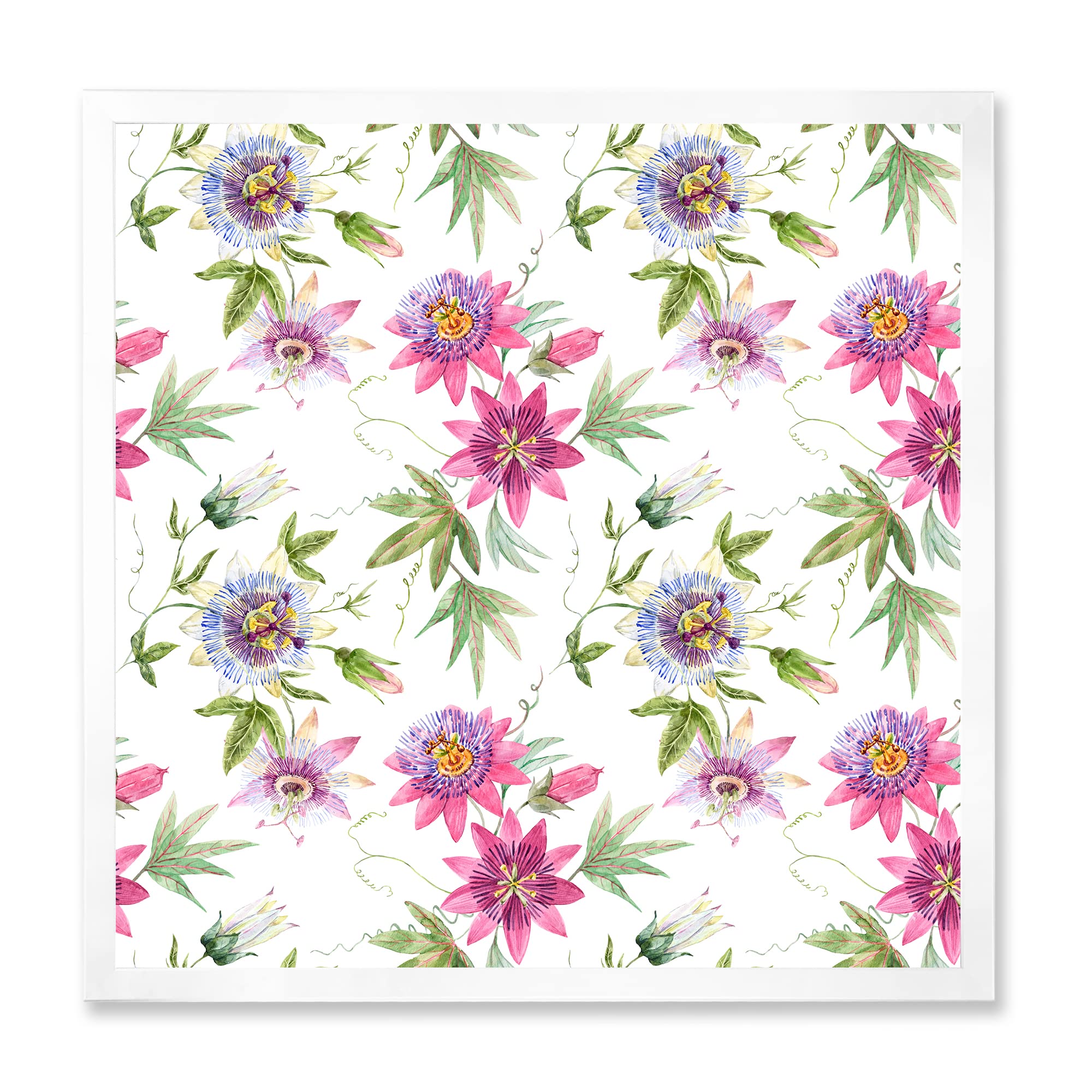 Pink Passionflower Framed Wall Art - Vintage Botanical Flower Painting for Home & Office Decor - Perfect for Living Room, Bedroom, or Gift