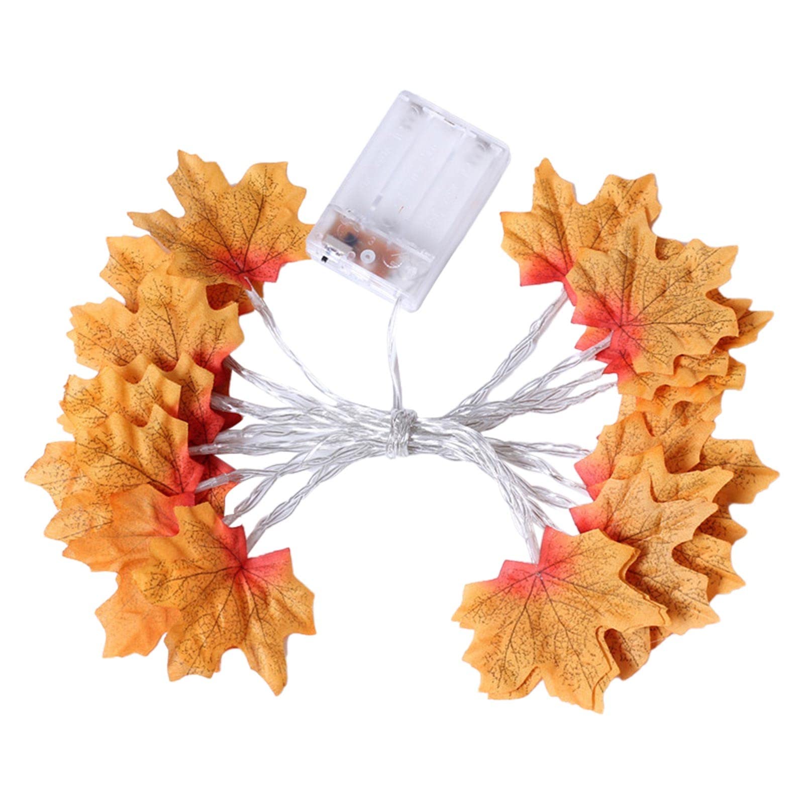 Boddenly 20-LED Maple Leaf String Lights - 3M Battery Operated Indoor/Outdoor Decorative Lights for Thanksgiving, Halloween, Christmas - Double Leaf Design with 3 Battery Boxes - Perfect for Party, Garden, Patio, and Home Decor