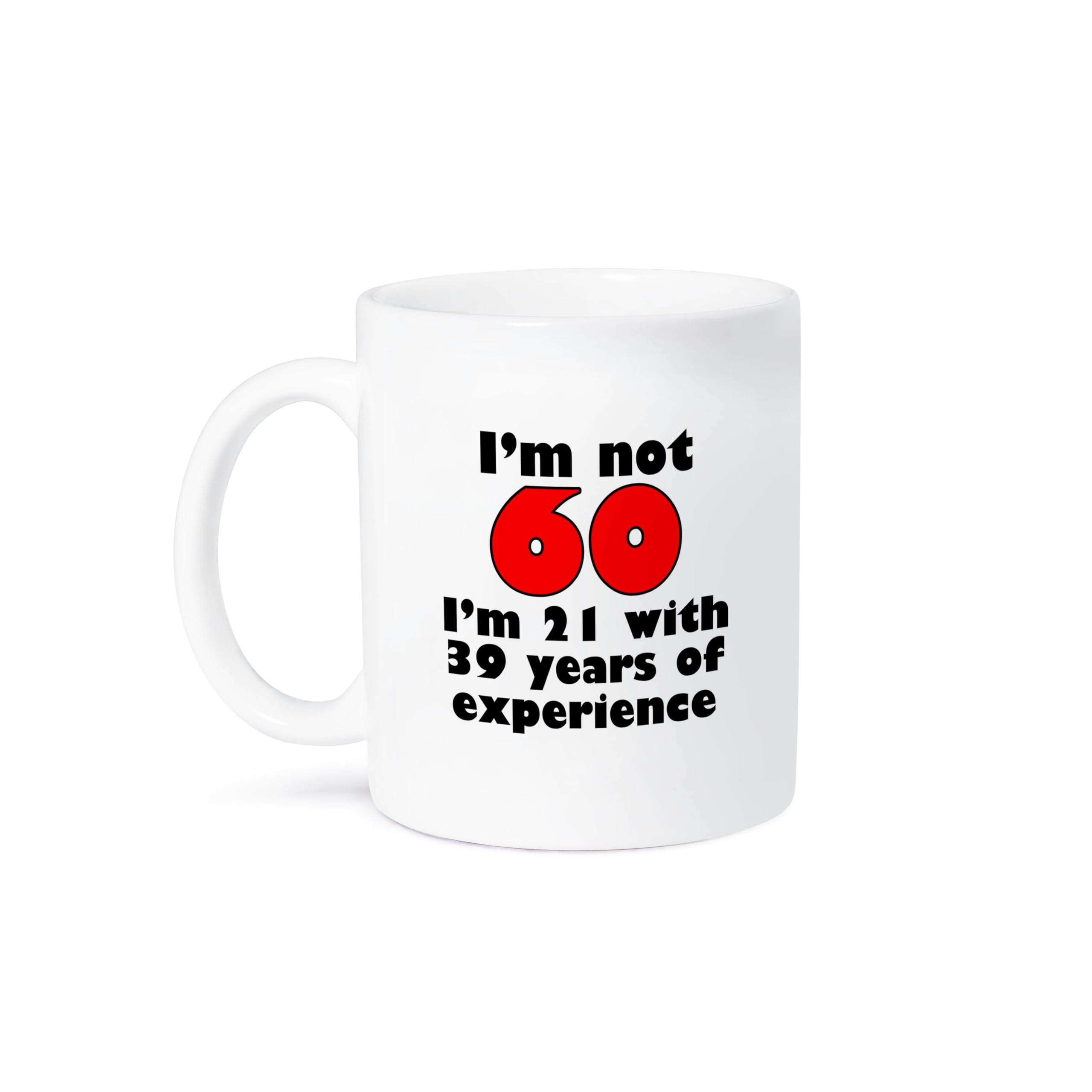 3dRose 'I'm Not 60' Funny Red Ceramic Coffee Mug - 11 oz Gift for Birthday, Retirement & Humor Lovers - Perfect for Office, Home & Gag Gifts