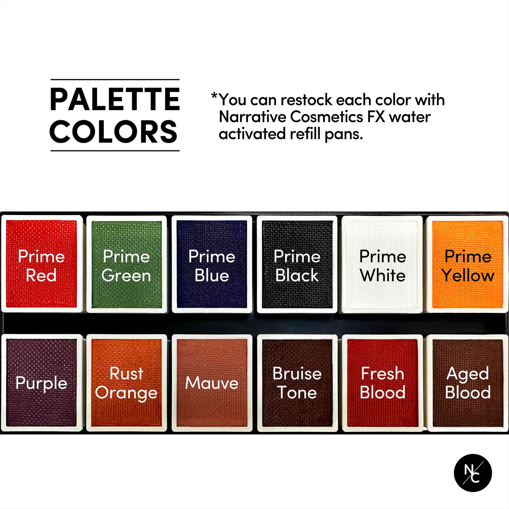 12 Color FX Water Activated Palette - Professional Face & Body Paint for Halloween, Cosplay & Theater - Safe for Kids & Adults - Easy to Use & Wash Off