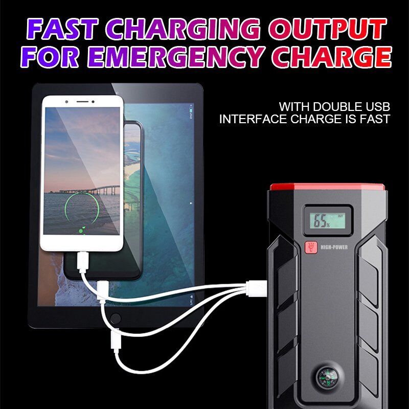 99900mAh Portable Car Jump Starter - Emergency Booster Pack with Power Bank & USB Charger for Cars, Trucks, SUVs - Perfect for Roadside Emergencies & Outdoor Adventures (US/CA Compatible)