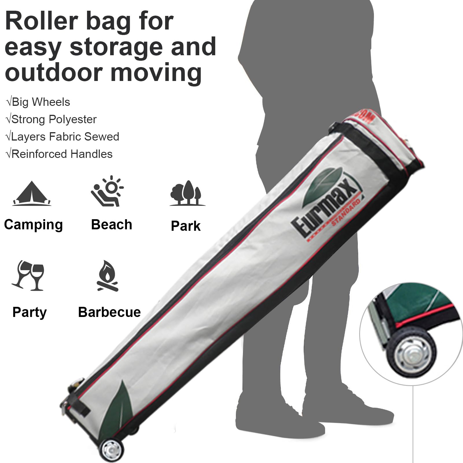 Eurmax USA 10x10ft Heavy Duty Pop Up Canopy Tent - Commercial Grade Instant Outdoor Canopy with Roller Bag & 4 Sand Bags (Beige) - Perfect for Backyard Parties, Farmers Markets, Beach Outings & Outdoor Events