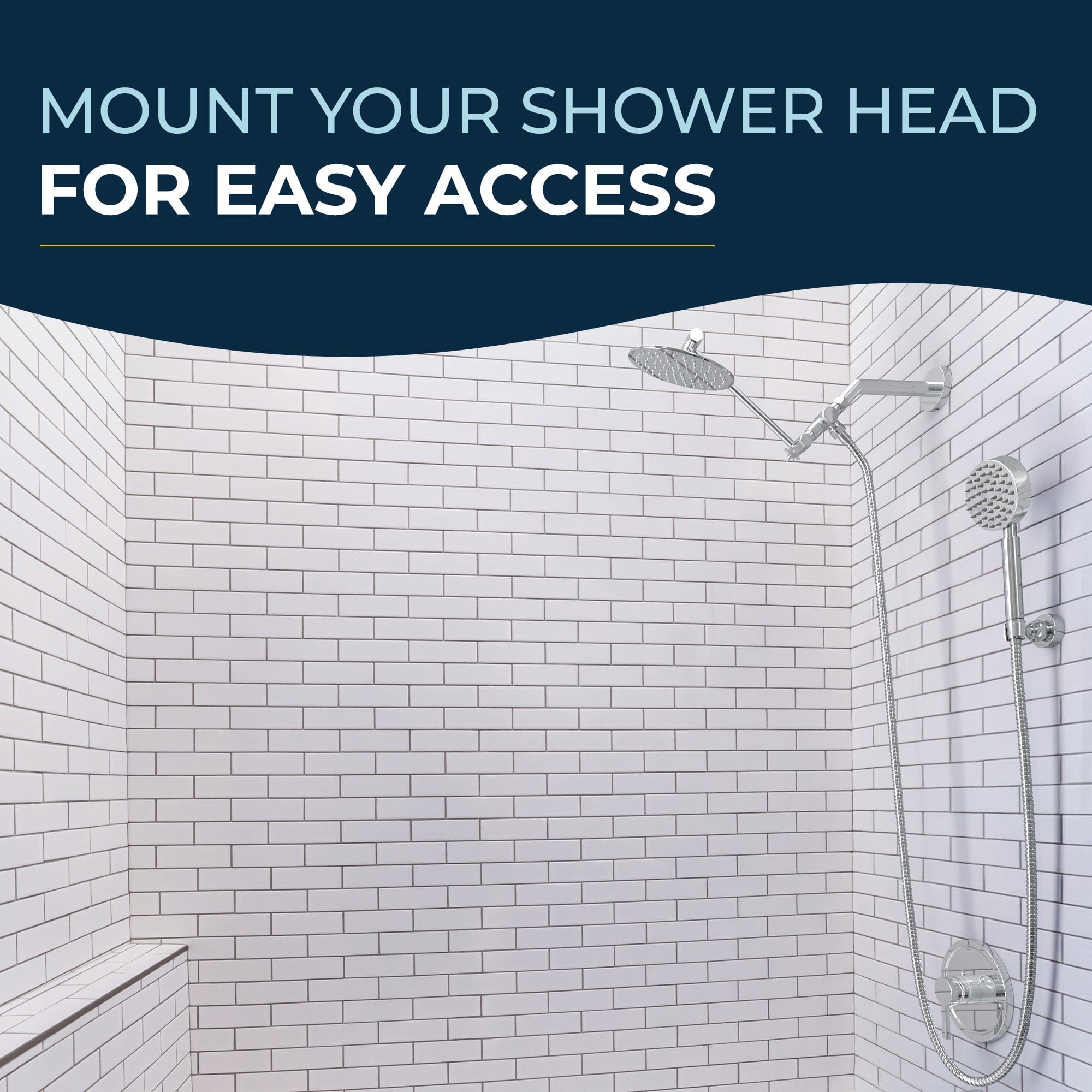 Stainless Steel Handheld Shower Head Holder - Universal Wall Mount Bracket for Bathroom, Adjustable Shower Arm with Non-Slip Grip - Perfect for Bath, Shower & Spa Relaxation