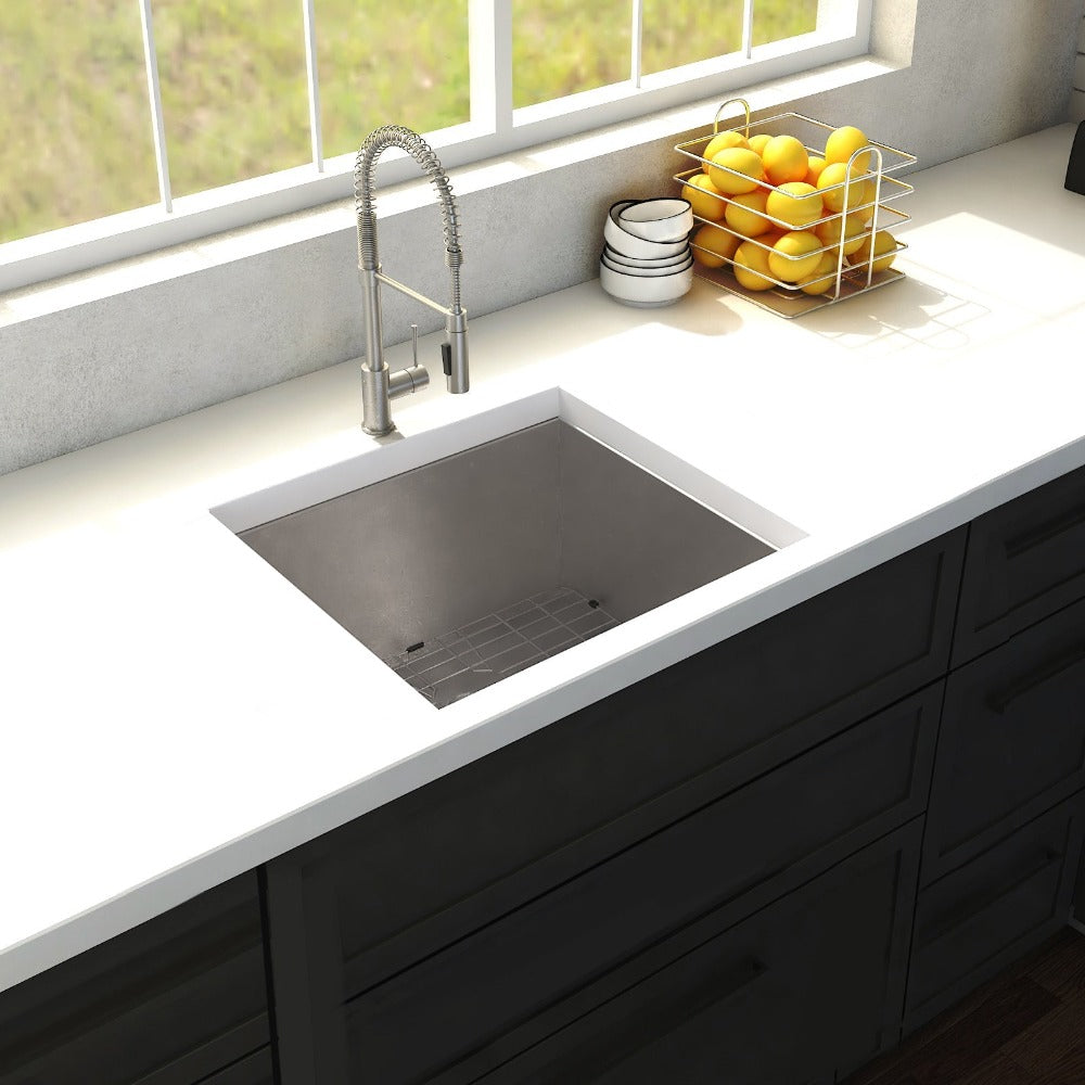 ZLINE Meribel 23-Inch Undermount Single Bowl Stainless Steel Kitchen Sink with Bottom Grid (SRS 23) - Perfect for Modern Kitchens, Dishwashing & Food Prep