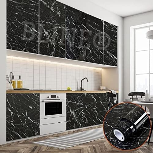 Vaidika Premium Kitchen Foil Stickers - Oil Proof Aluminum Wallpaper Roll for Kitchen Slab & Walls (2M Black) - Perfect for Backsplash Protection & Stylish Kitchen Decor