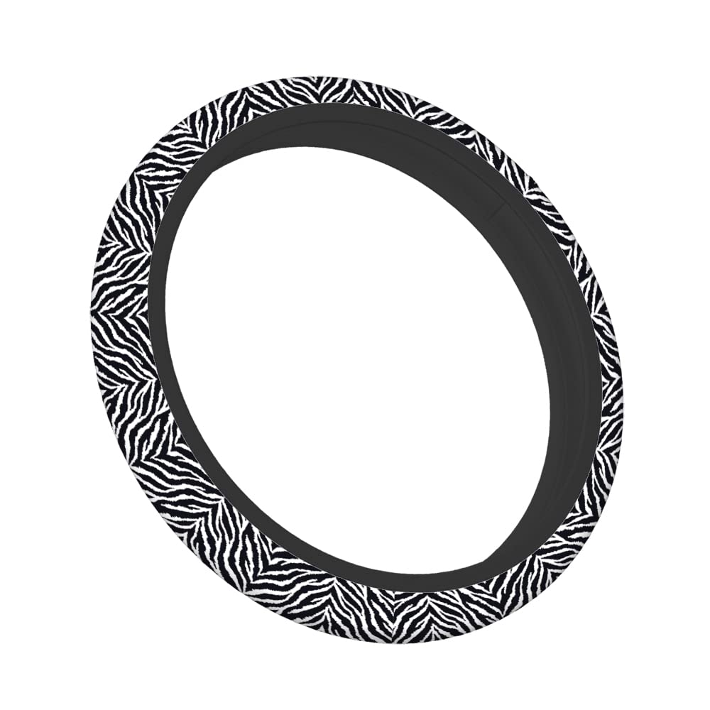 Swono Non-Slip Neoprene Steering Wheel Cover - 15 Inch Zebra Print Black Stretch-On Car Wrap for Comfort Grip & Protection | Perfect for SUVs, Trucks & Daily Commutes