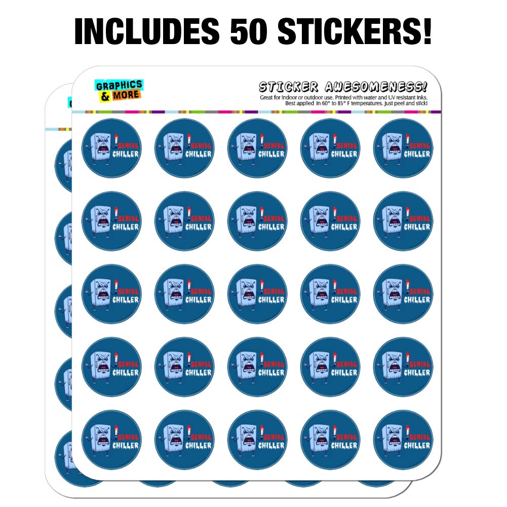 Serial Chiller Fridge Killer Funny Stickers - Humorous Planner & Calendar Decals for Scrapbooking, Crafting, DIY Projects - Perfect for Journals, Planners, Fridge Decor & Gift Wrapping