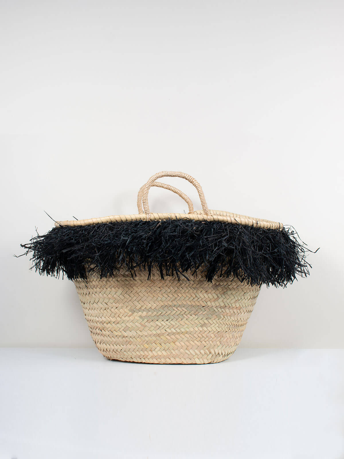 Stylish Black Raffia Tassel Basket - Handwoven Storage Organizer for Home Decor, Nursery, or Beach Essentials | Perfect for Laundry, Toys, and Blankets