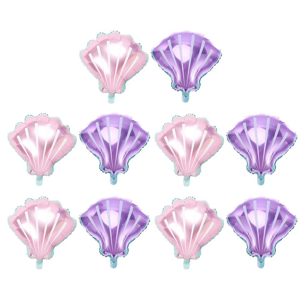 Amosfun 10pcs Conch Balloons for Birthday Party Decorations - Colorful Latex Balloons for Birthday Celebrations, Baby Showers & Wedding Decor