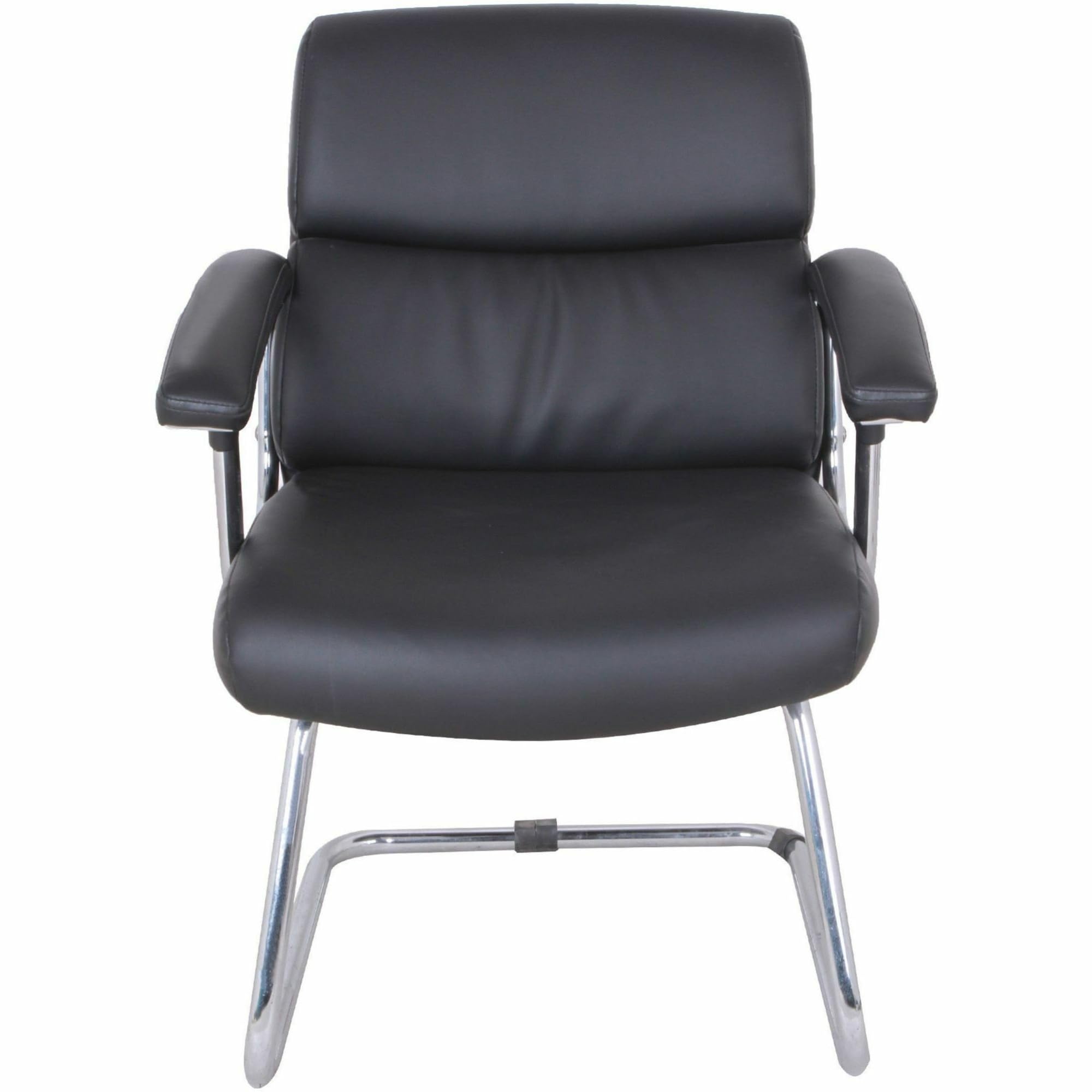 Lorell Sled Base Leather Guest Chair - Black Office Chair for Conference Room, Reception & Waiting Area - Ergonomic Executive Chair with Durable Leather Upholstery