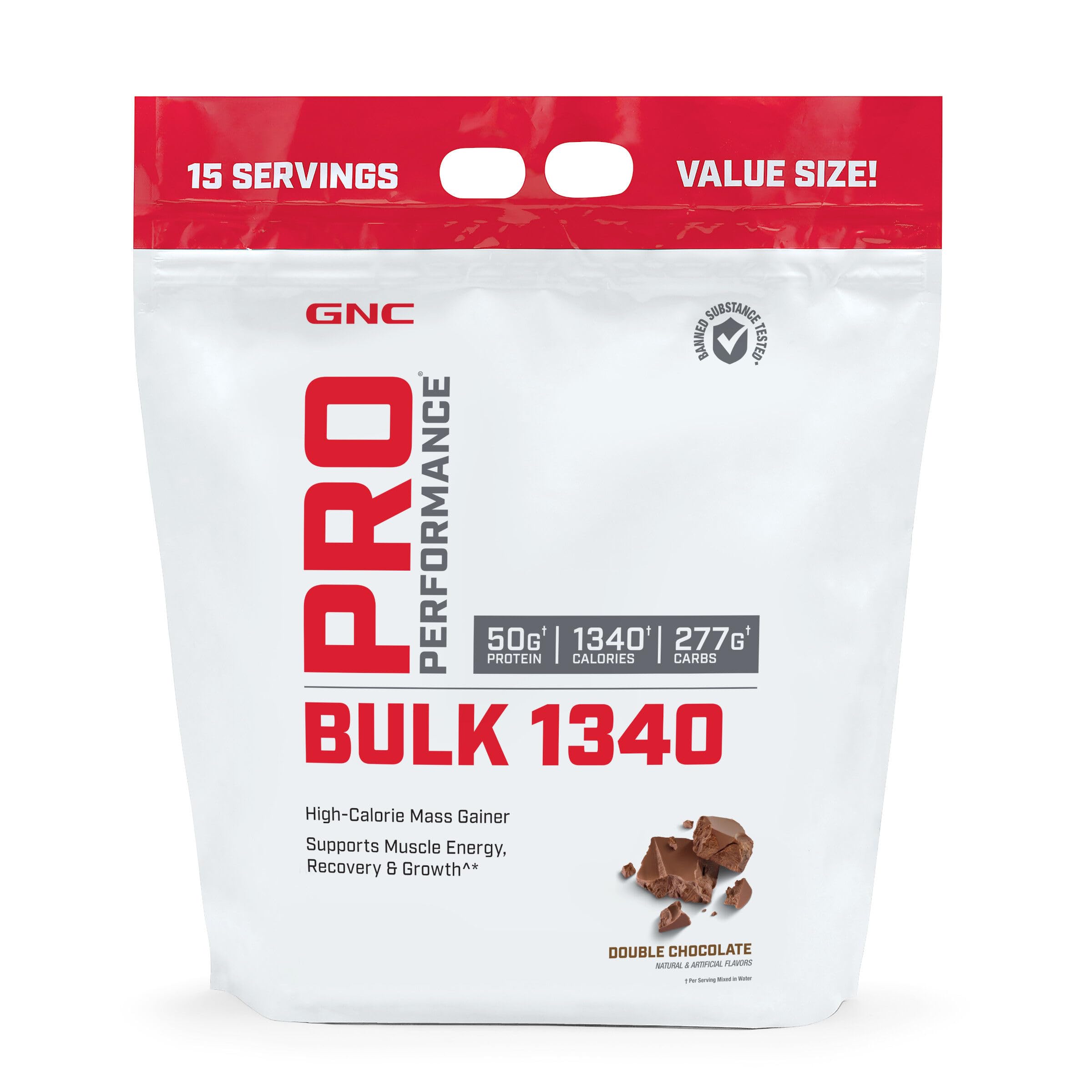 GNC Pro Performance Bulk 1340 Mass Gainer Protein Powder - 50g Protein, 1340 Calories, Gluten Free | Banned Substance Tested High Calorie Muscle Builder for Weight Gain & Recovery | Supports Energy, Muscle Growth & Post-Workout Recovery | Perfect for Bodybuilders & Athletes