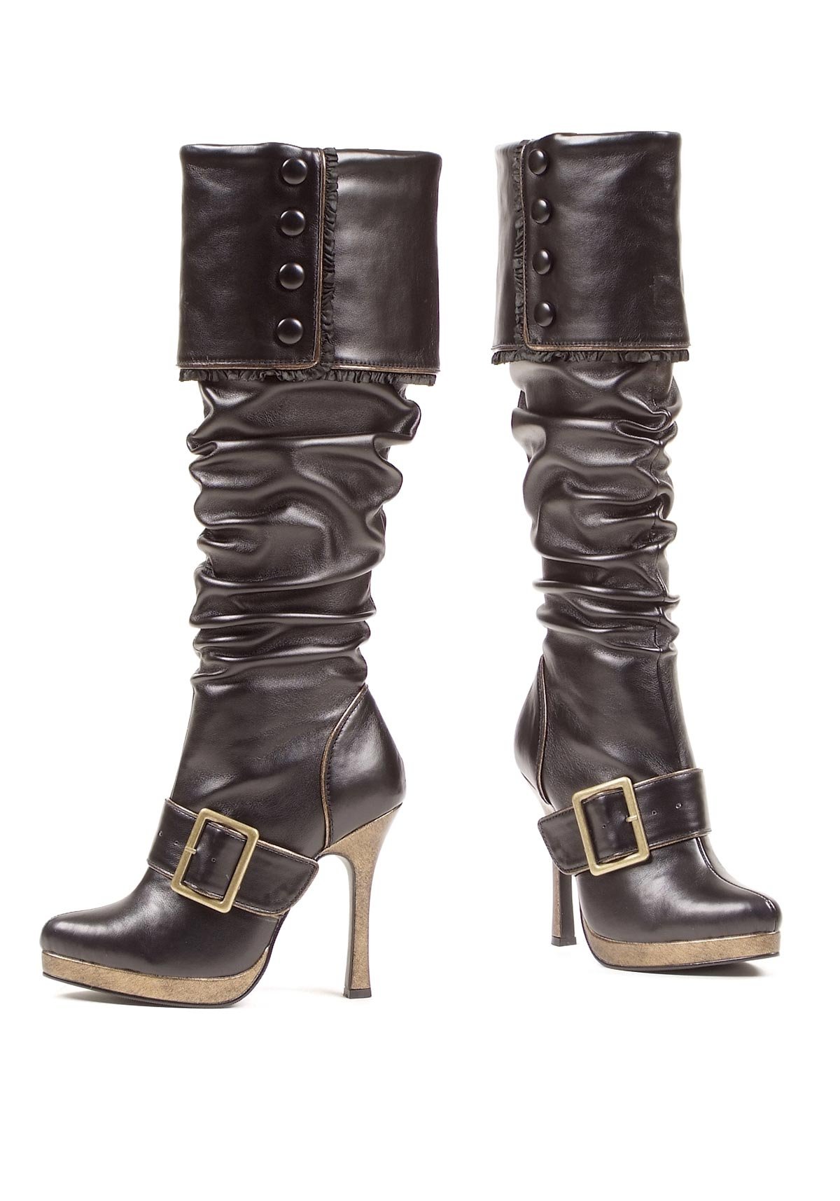 Ellie Shoes Women's 4 Inch Heel Knee High Boots Black PU Leather - Perfect for Office, Party & Night Out