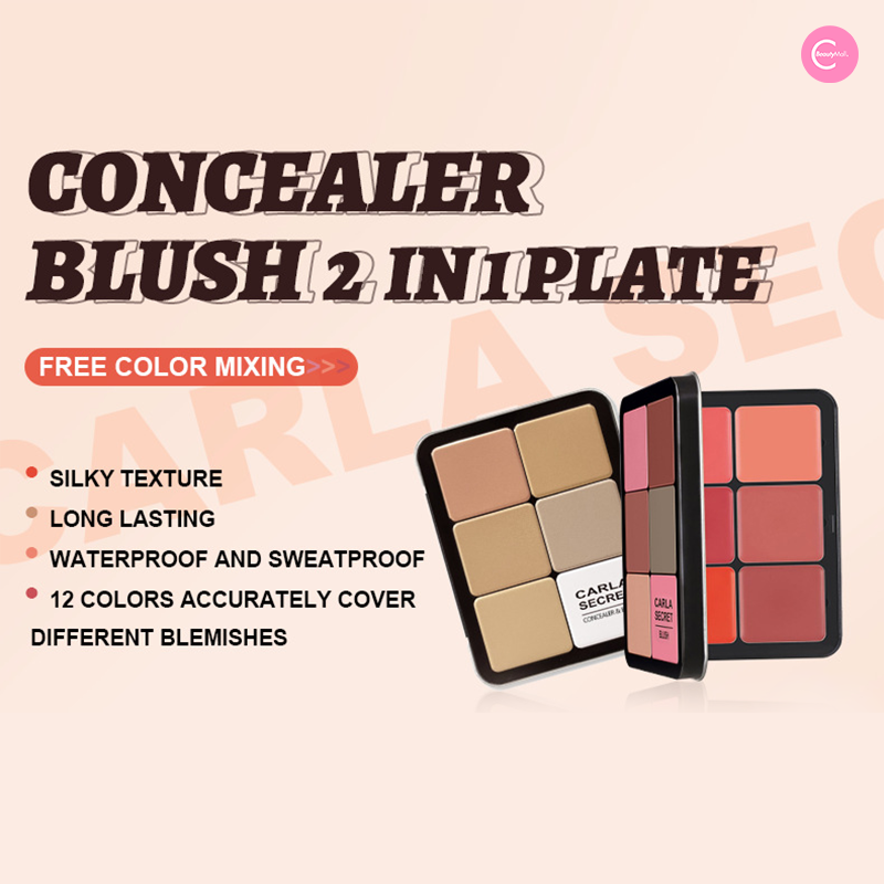 CARLA SECRET 12 Color Blush & Concealer Palette - Creamy Contour, Highlight & Conceal Makeup Kit for All Skin Tones - Perfect for Professional Makeup Artists & Everyday Beauty Looks