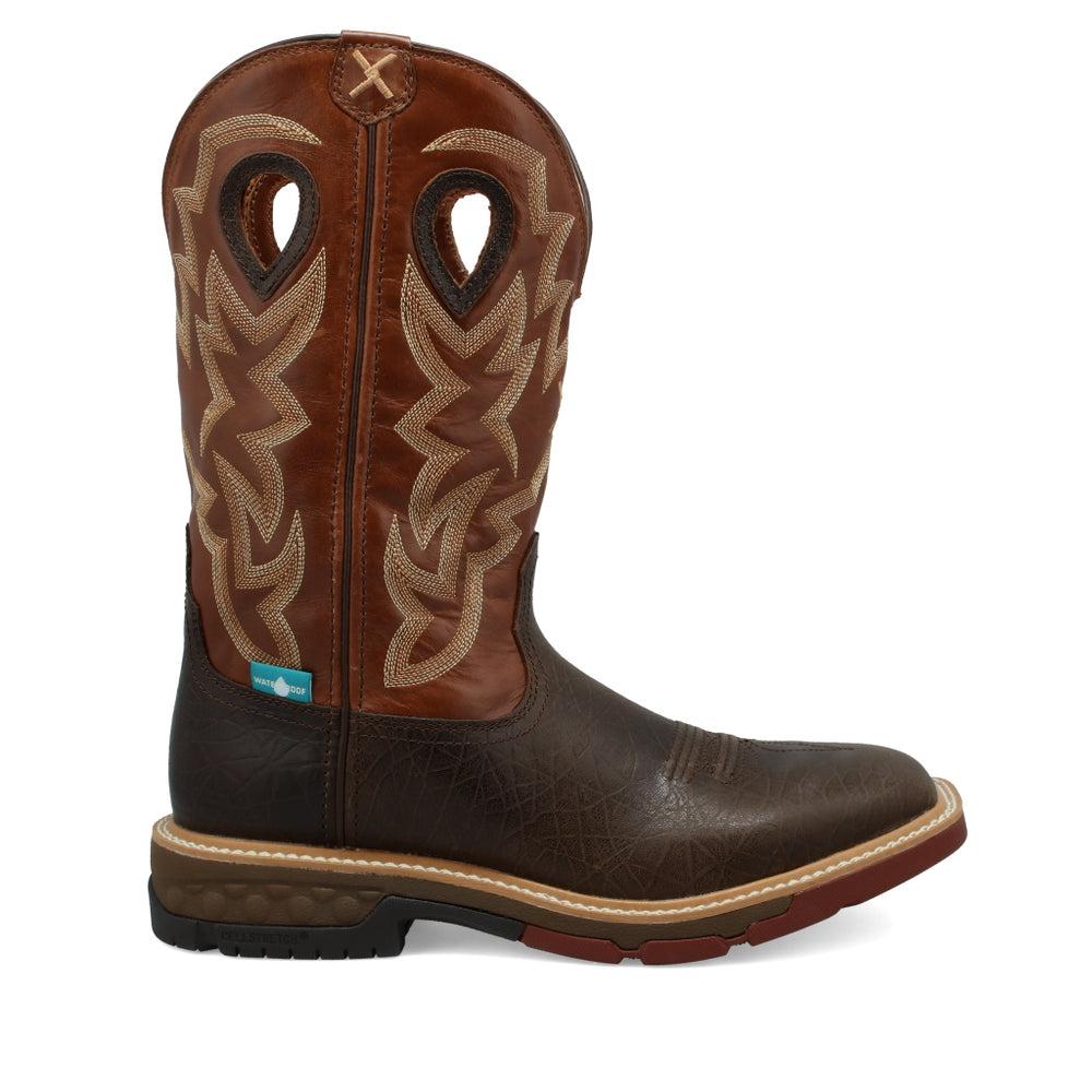 Men's 12 Inch Western Work Boots for Cowboy, Ranch & Construction - Durable Leather Steel Toe Work Boots for Outdoor & Heavy Duty Jobs