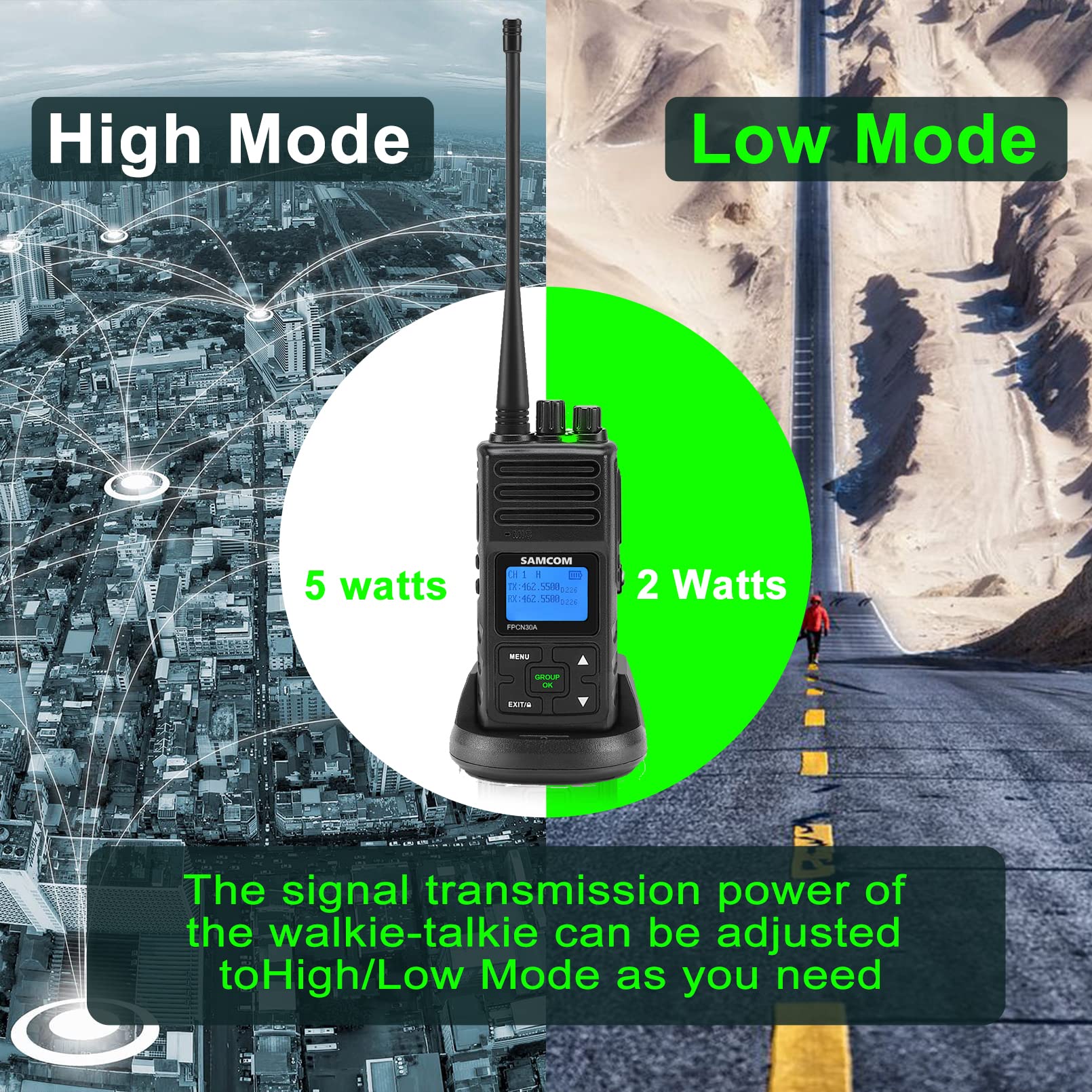 Long Range Walkie Talkies for Adults - SAMCOM FPCN30A 5 Watt Two Way Radios with Earpiece & Hands-Free (10 Pack) | Ideal for Government, Education, Churches & Business Communication