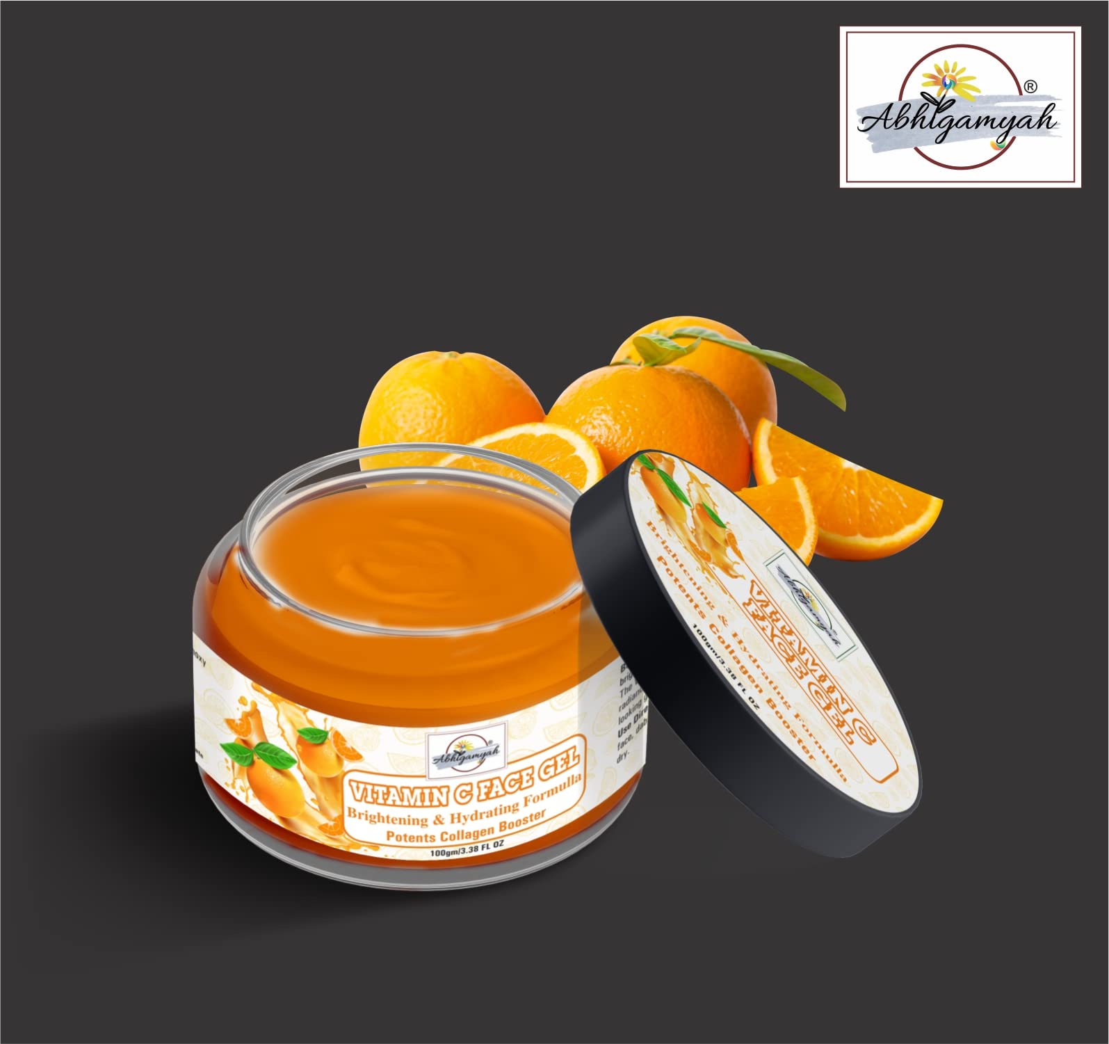 ABHIGAMYAH Vitamin C Face Gel for Brightening & Hydrating - Potent Collagen Booster Formula (100g) | Day & Night Moisturizer for Glowing Skin | Perfect for Dry, Dull Skin & Anti-Aging Routine