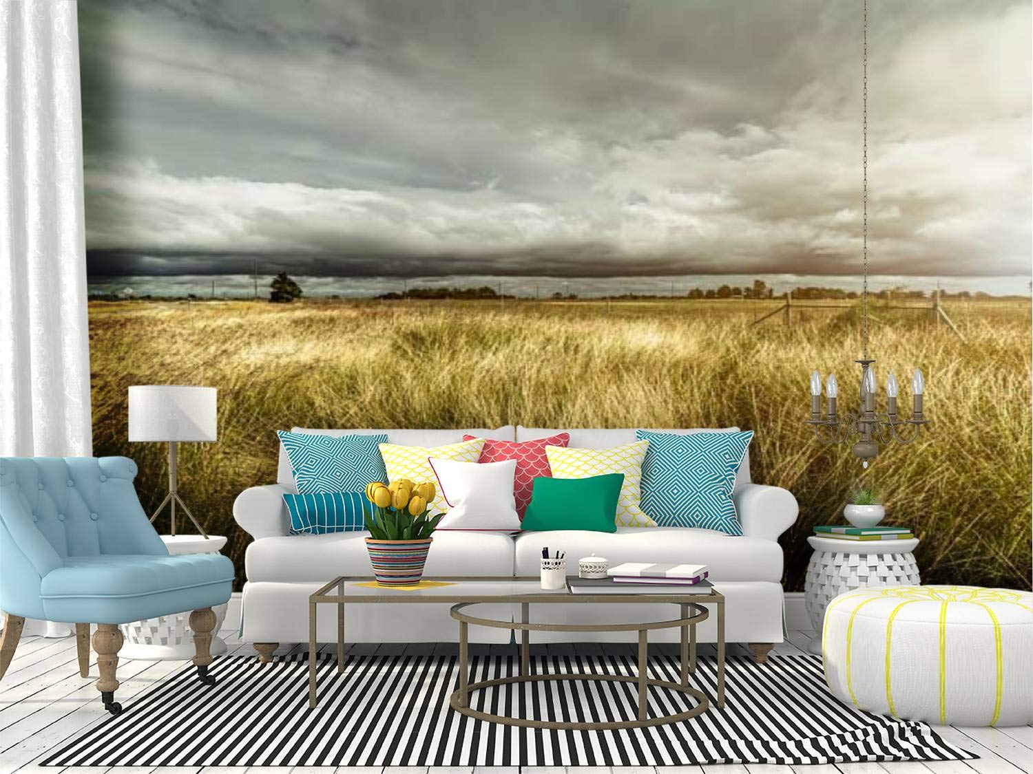 SKIWA Texas Landscape Self-Adhesive Wallpaper Roll - Removable Peel and Stick Wall Mural for Home Decor, Bedroom, Living Room & Office Covering