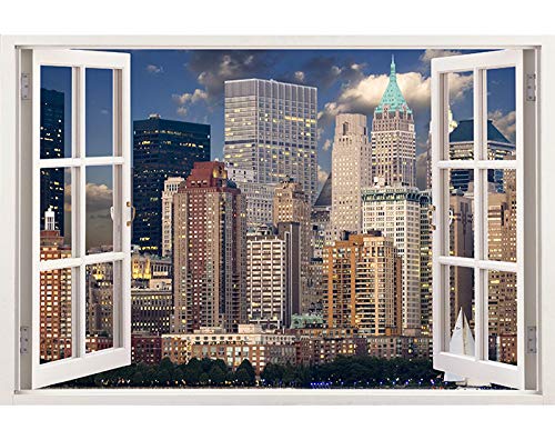 3D Removable Vinyl Wall Stickers - New York Cityscape Wall Art Decal (85x105cm) | Easy Peel & Stick Wallpaper | Durable Home Decor for Living Room, Bedroom, Office