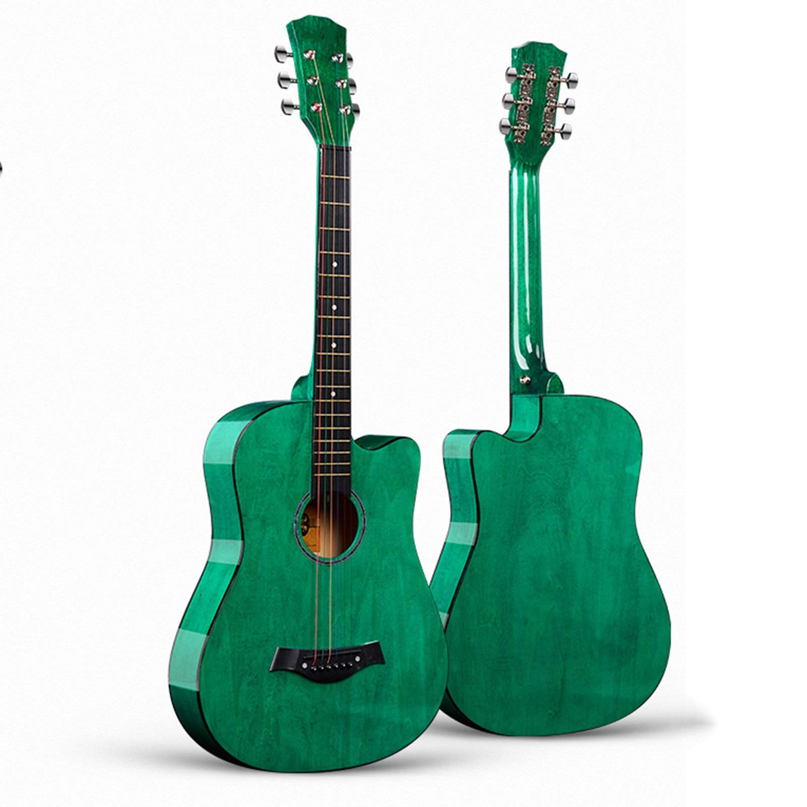 YYFANG 38-Inch Full Size Classical Acoustic Guitar Starter Pack with Steel Strings, Retro Style & Accessories - Green | Perfect for Beginners, Home Practice & Live Performances