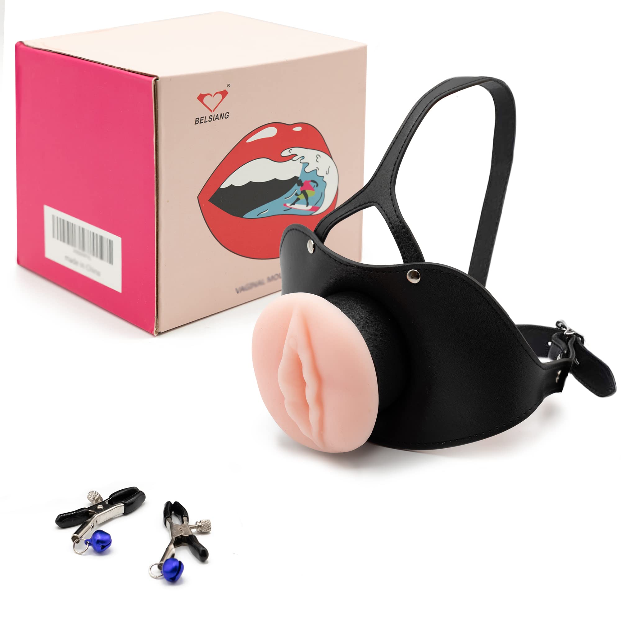 Premium PU Leather Locked Mouth Gag for Adults - Large Size BDSM Restraint (Black) - Perfect for Role Play, Sensory Deprivation & Bondage Scenes