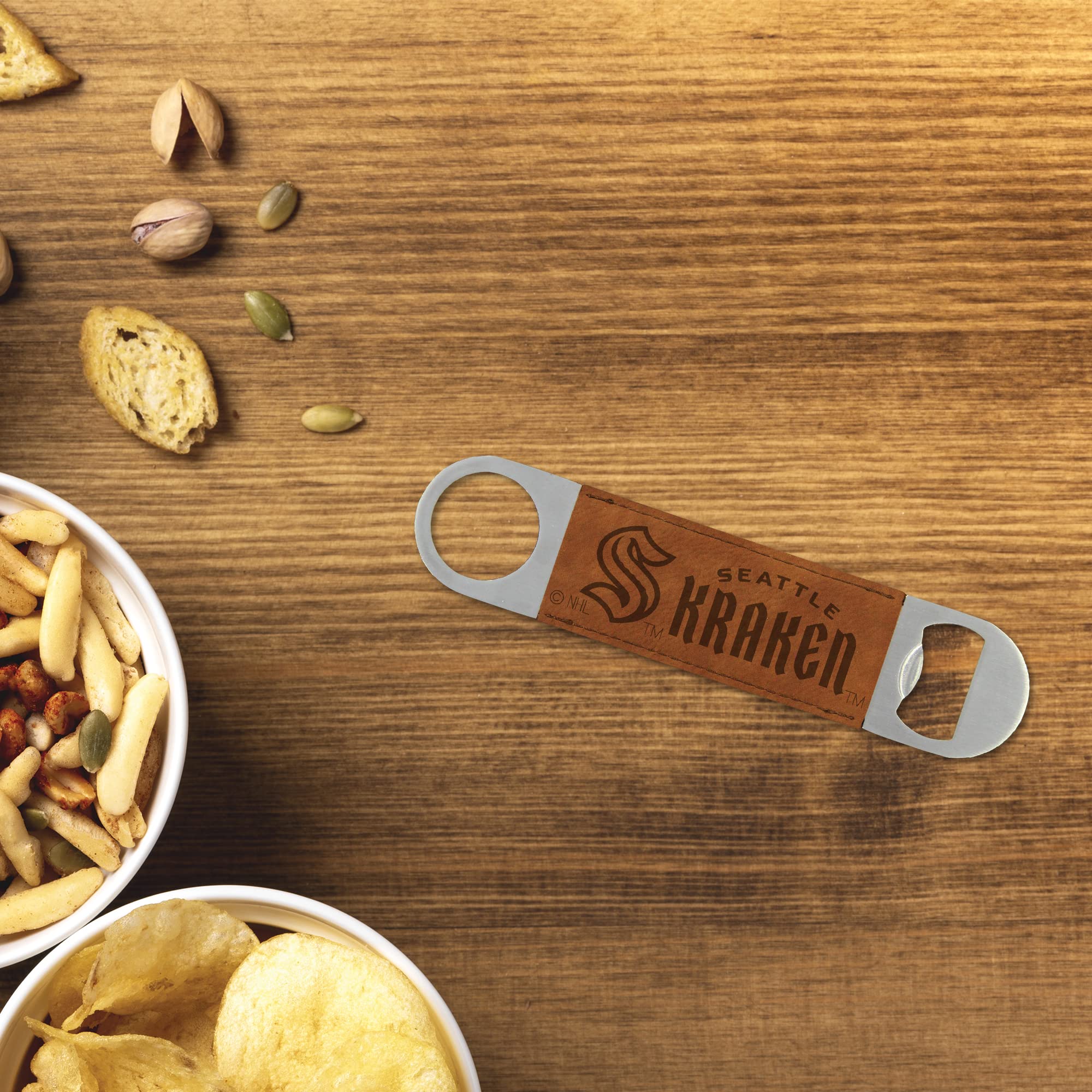 NHL Laser Engraved Bar Blade - Premium Faux Leather Beverage Accessory for Game Day, Parties & Sports Events | Rico Industries