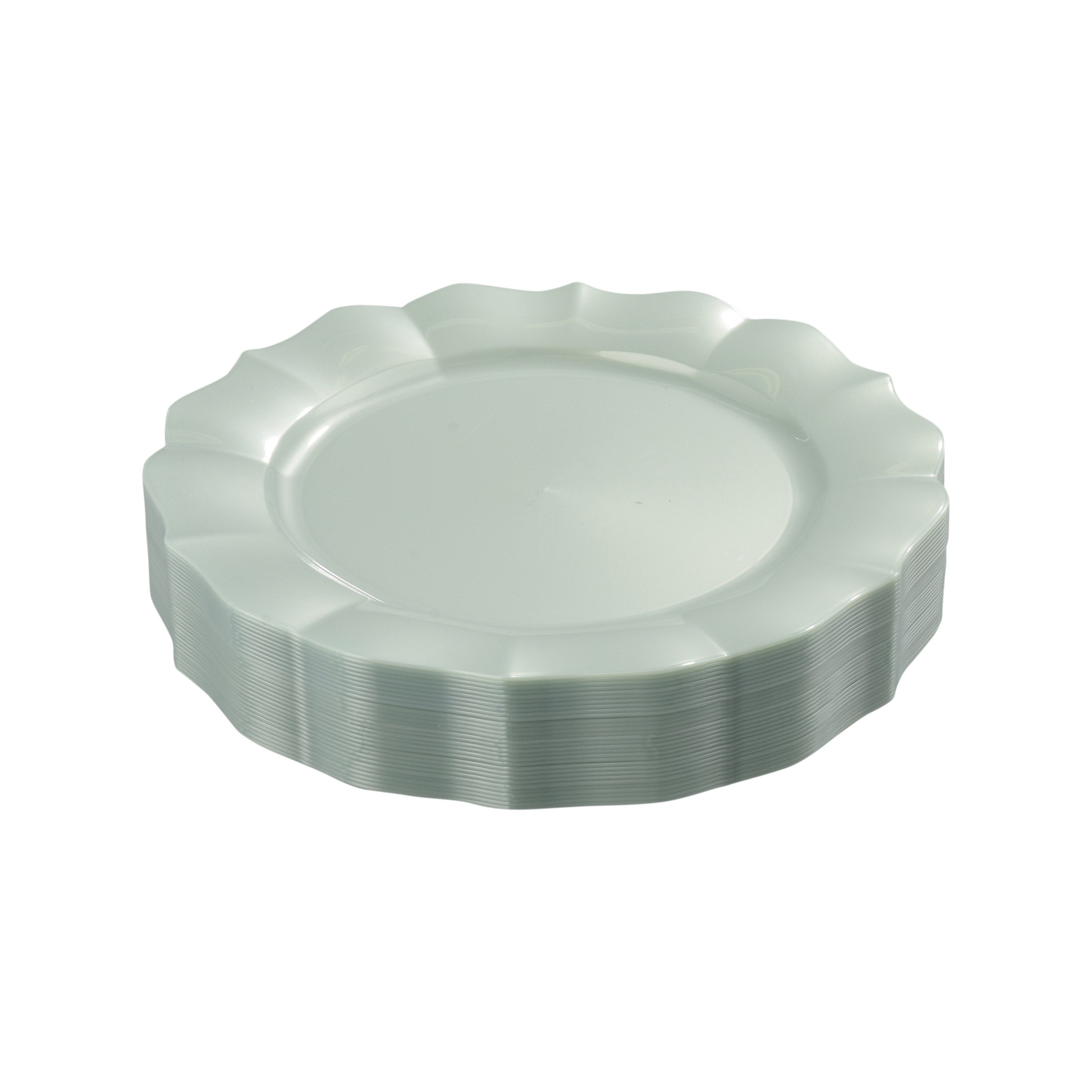 Eco-Friendly Turquoise Round Plastic Plates with Scalloped Edges - Perfect for Parties, Picnics & Home Decor