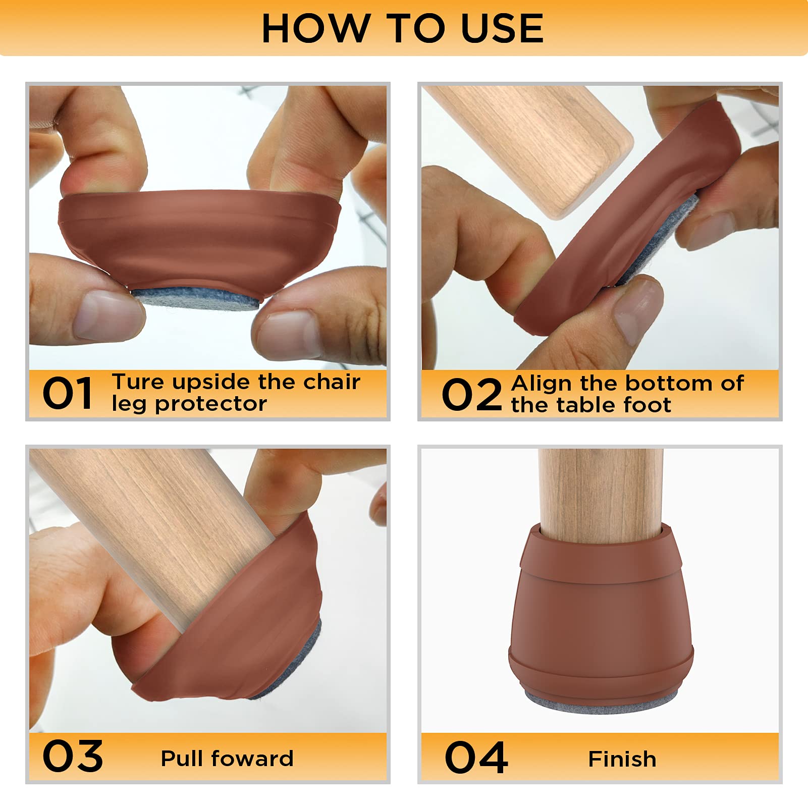 16 PCS Silicone Chair Leg Floor Protectors (1 Inch) - Non-Slip Furniture Pads for Hardwood Floors & Tile - Protect Floors from Scratches & Noise