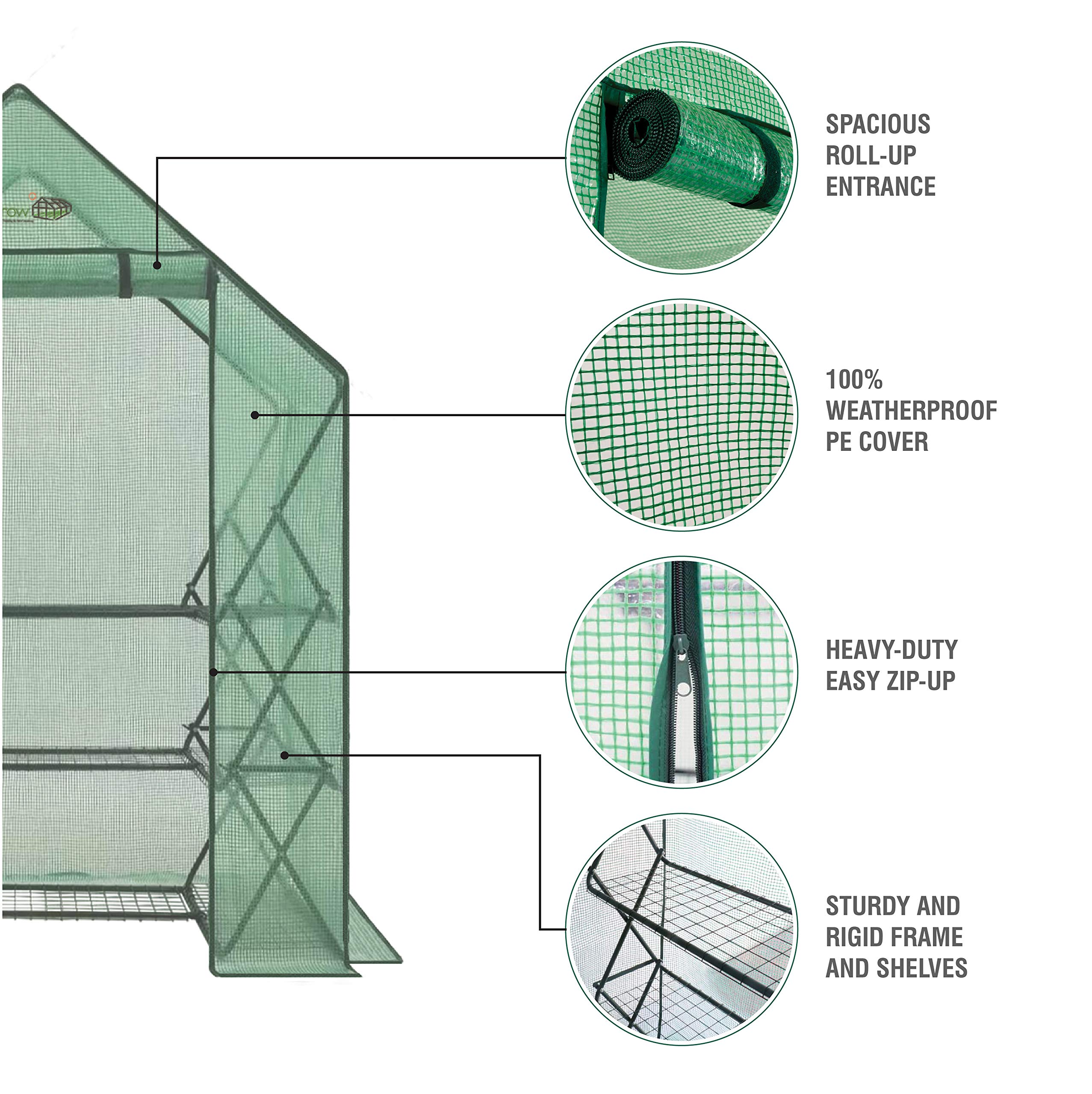 Ogrow® 3-Tier 9-Shelf Pop-Up Greenhouse with Premium Green PE Cover - Perfect for Indoor Gardening, Seed Starting & Plant Protection