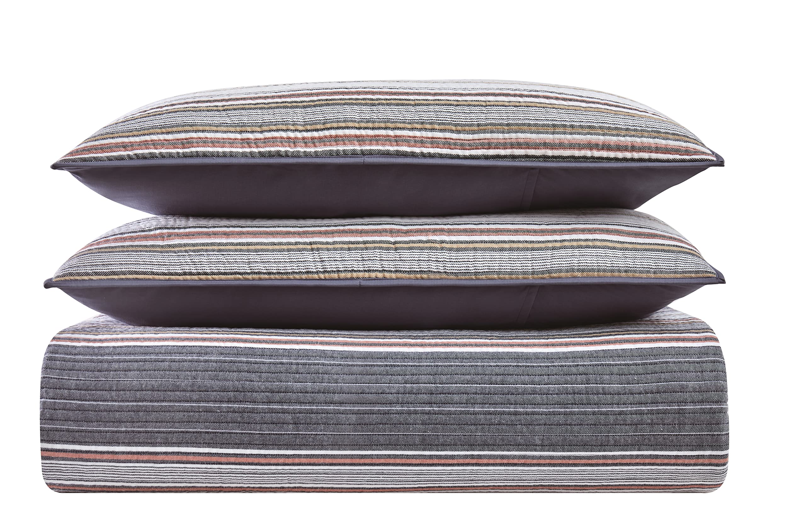 Brooklyn Loom Hudson Stripe Yarn-Dyed 2-Piece Twin/TXL Quilt Set - Soft & Breathable Bedding for Cozy Bedrooms & Guest Rooms