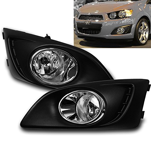 2012-2016 Chevy Sonic Front Bumper Fog Lights with Chrome Bezels & Switch - Durable Driving Lamps for Enhanced Night Visibility & Safety in Foggy Conditions