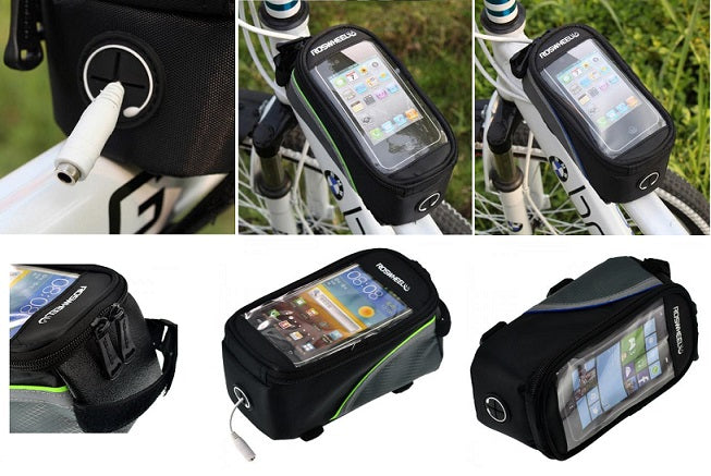 Roswheel Bike Top Tube Bag - Waterproof Cycling Phone Holder Pouch for iPhone, Samsung - Perfect for Mountain Biking, Commuting & Road Cycling