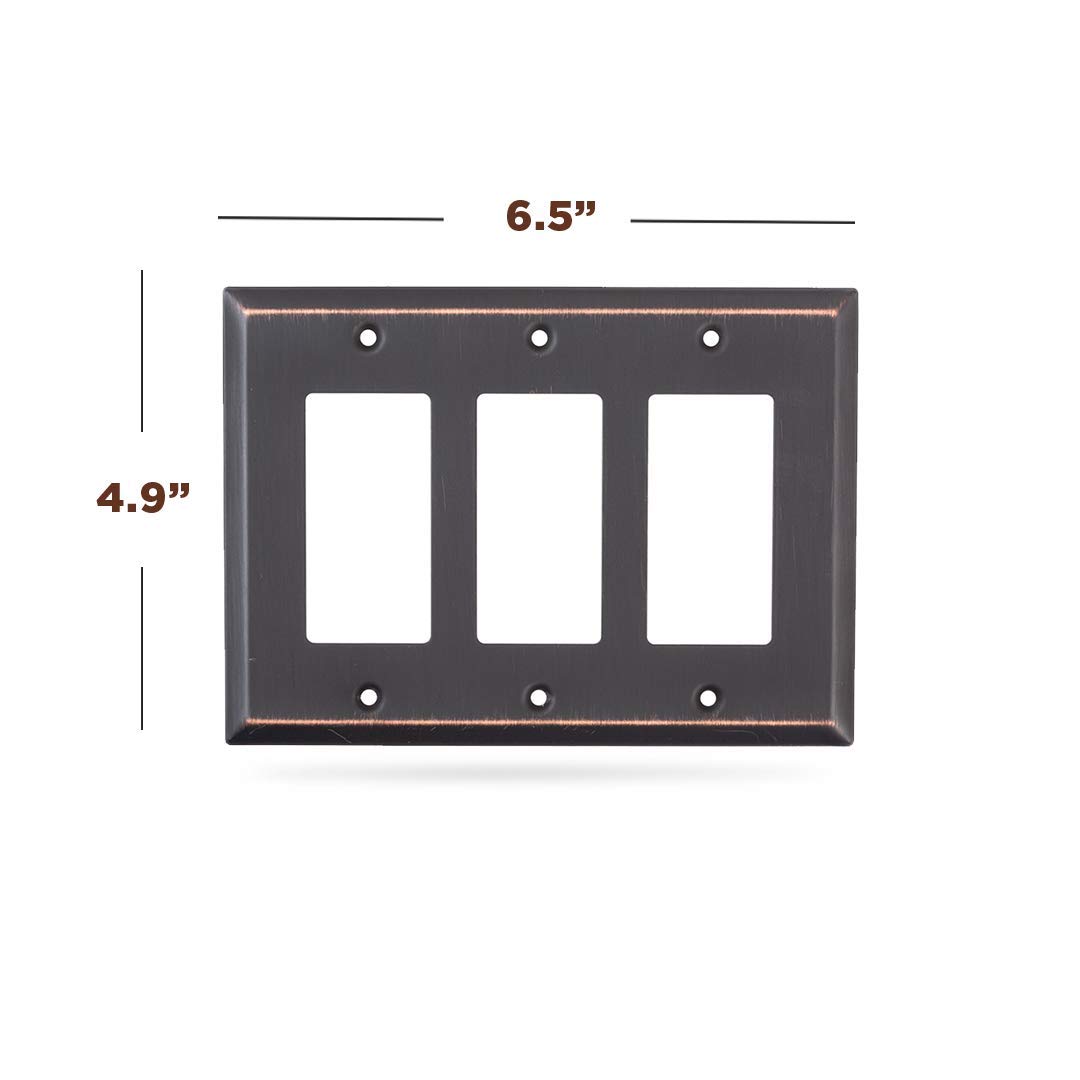 Oil Rubbed Bronze Outlet Covers and Switch Plates - Decorative Wall Plate Light Switch Cover (3 Gang Decorator, 2 Pack) - Variety of Styles for Home & Office Decor