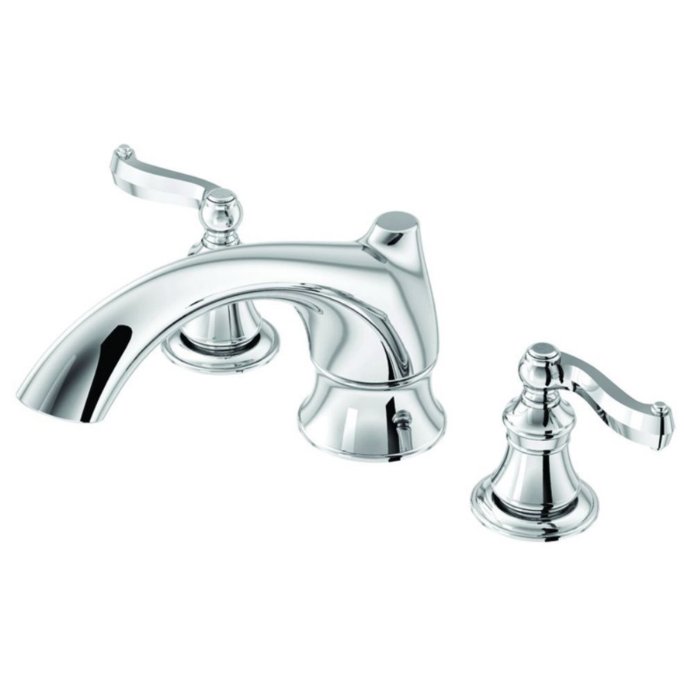 Double Handle Scroll Design Roman Tub Faucet with Lever Handles - Perfect for Bathroom Vanity, Freestanding Tub, and Luxury Spa Installations