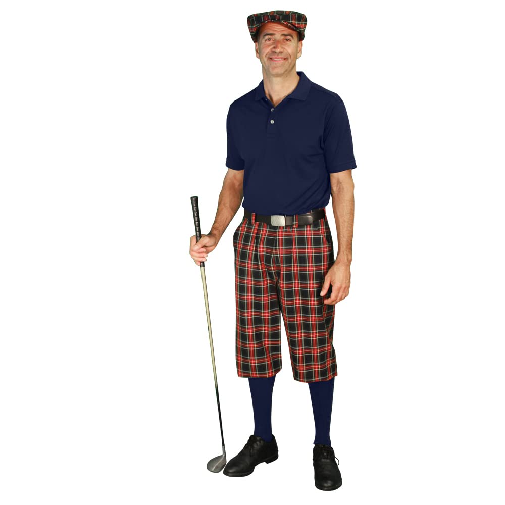 **Men's Plaid Golf Knickers Outfit - Matching Cap & Socks - Stewart Collection - Perfect for Golfing & Casual Wear**