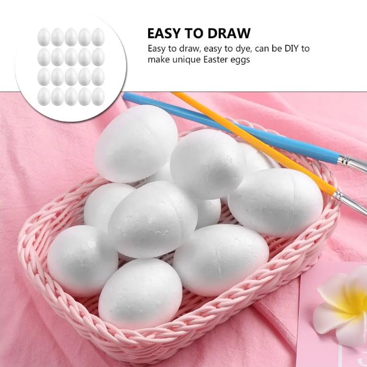 LUOZZY 30 Pcs White Styrofoam Easter Eggs - 6cm Polystyrene Foam Craft Eggs for DIY Decorations, Easter Basket Fillers, Spring Home Decor & Party Supplies