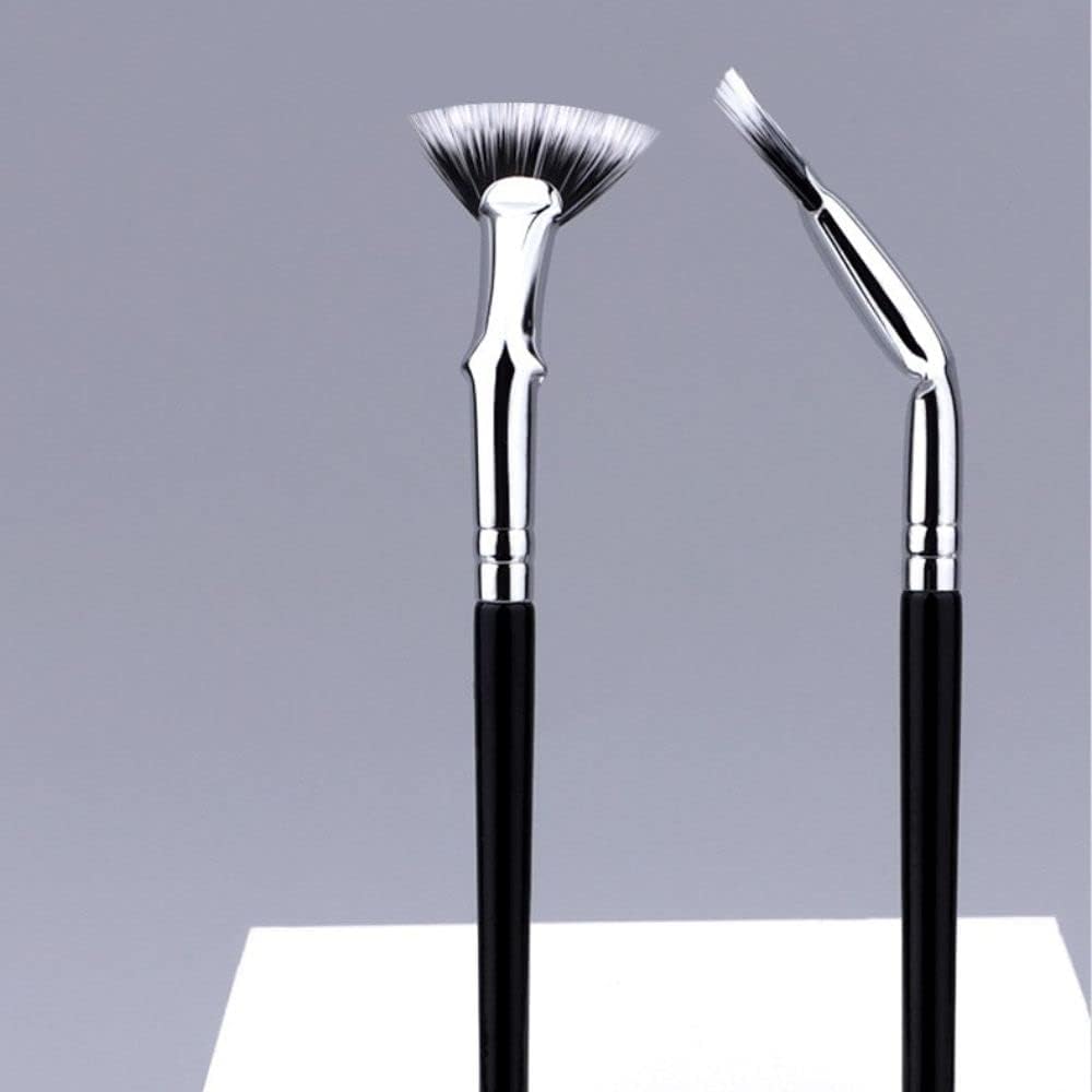 Professional Black Eyelash Fan Brush - Bent Lash Makeup Brush with Duet Fiber for Perfect Eyelash Extension & Makeup Application | Ideal for Mascara, False Lashes & Eye Makeup Artistry