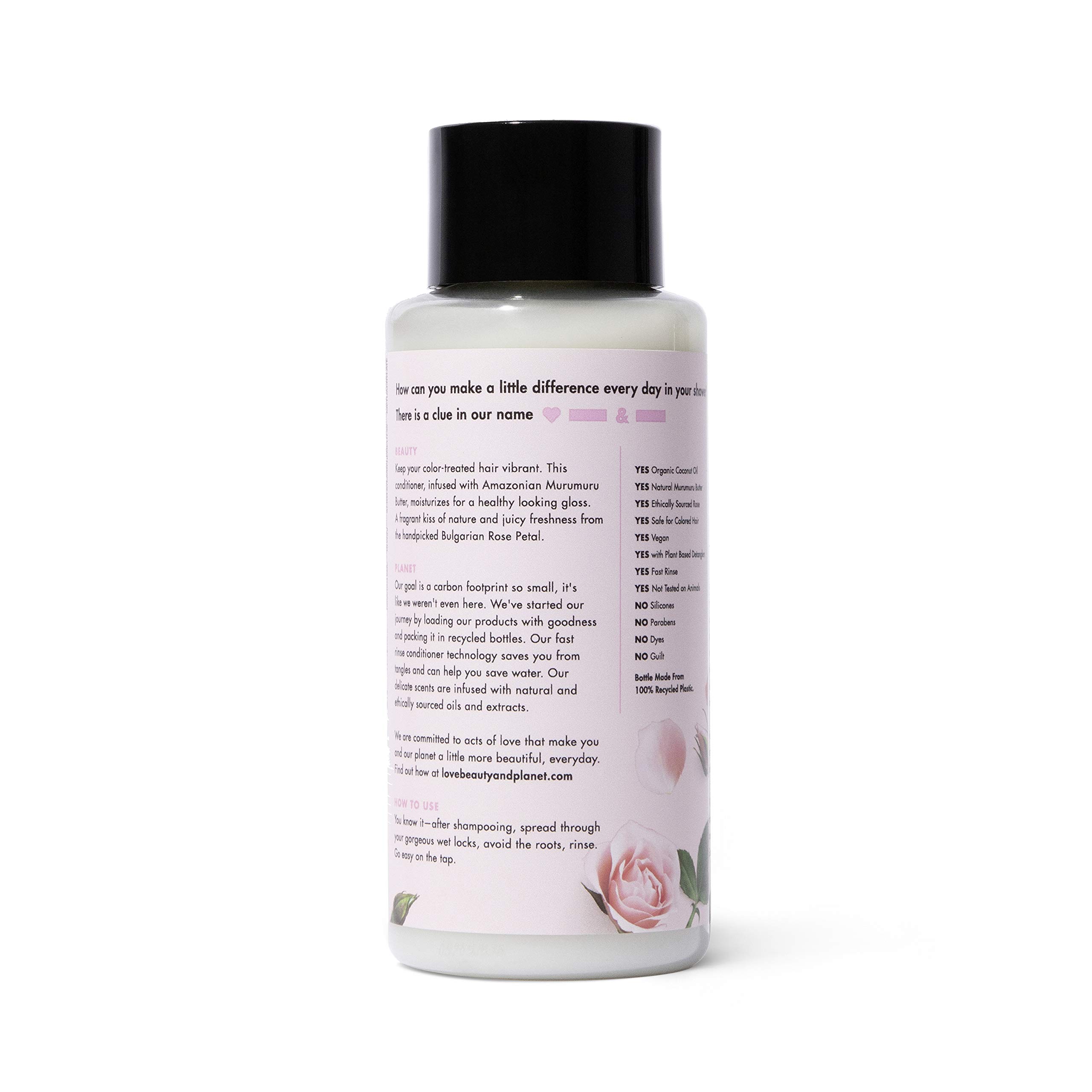 Love Beauty and Planet Blooming Color Conditioner for Color Treated Hair - Murumuru Butter & Rose Scent, 13.5 oz | Hydrating & Vibrant Hair Care for Daily Use & Salon Results at Home