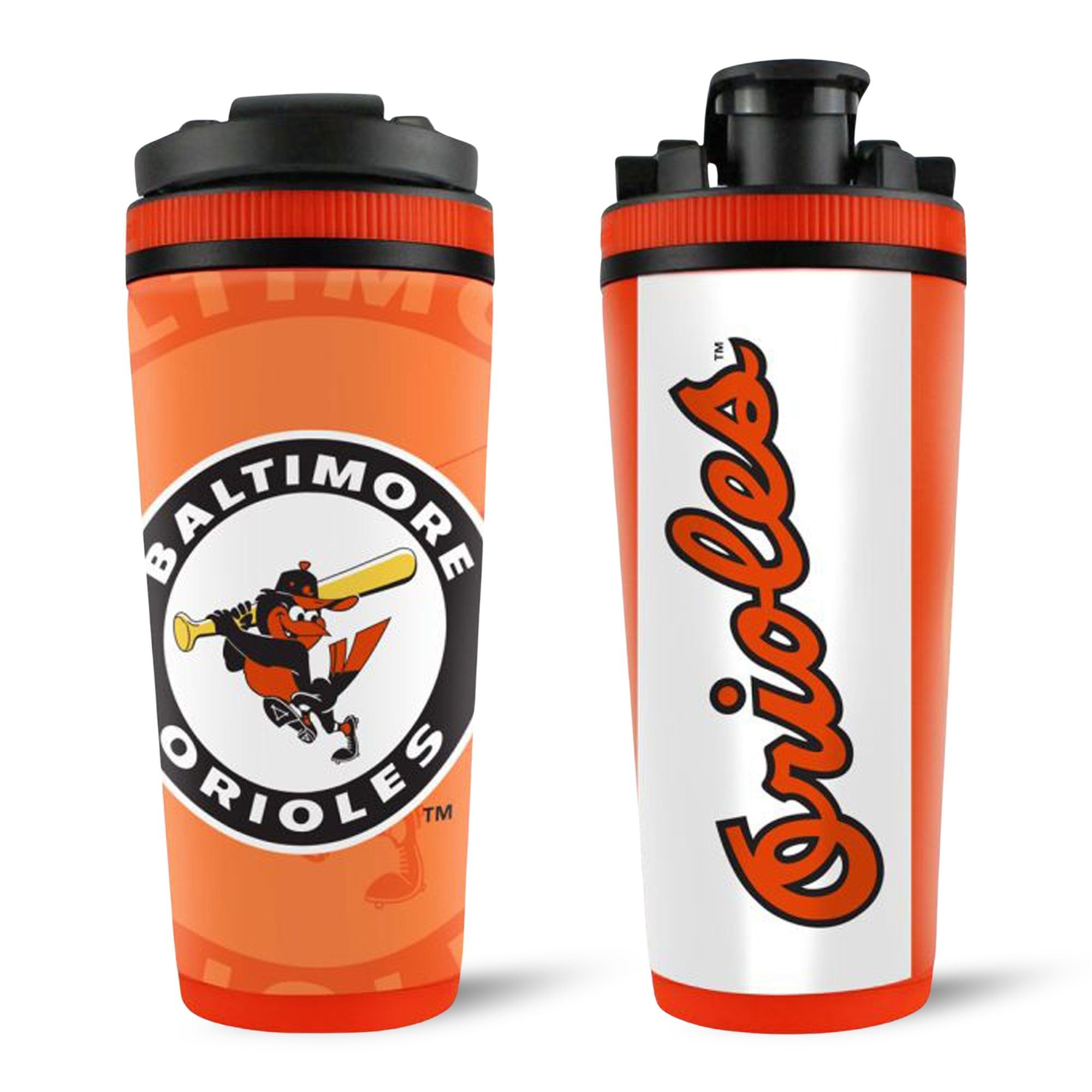 Baltimore Orioles 4D Ice Shaker & Flex Bottle Bundle - Leakproof Protein Shaker & Water Bottle Set for Gym, Workout & Sports | Perfect for Baseball Fans & Athletes