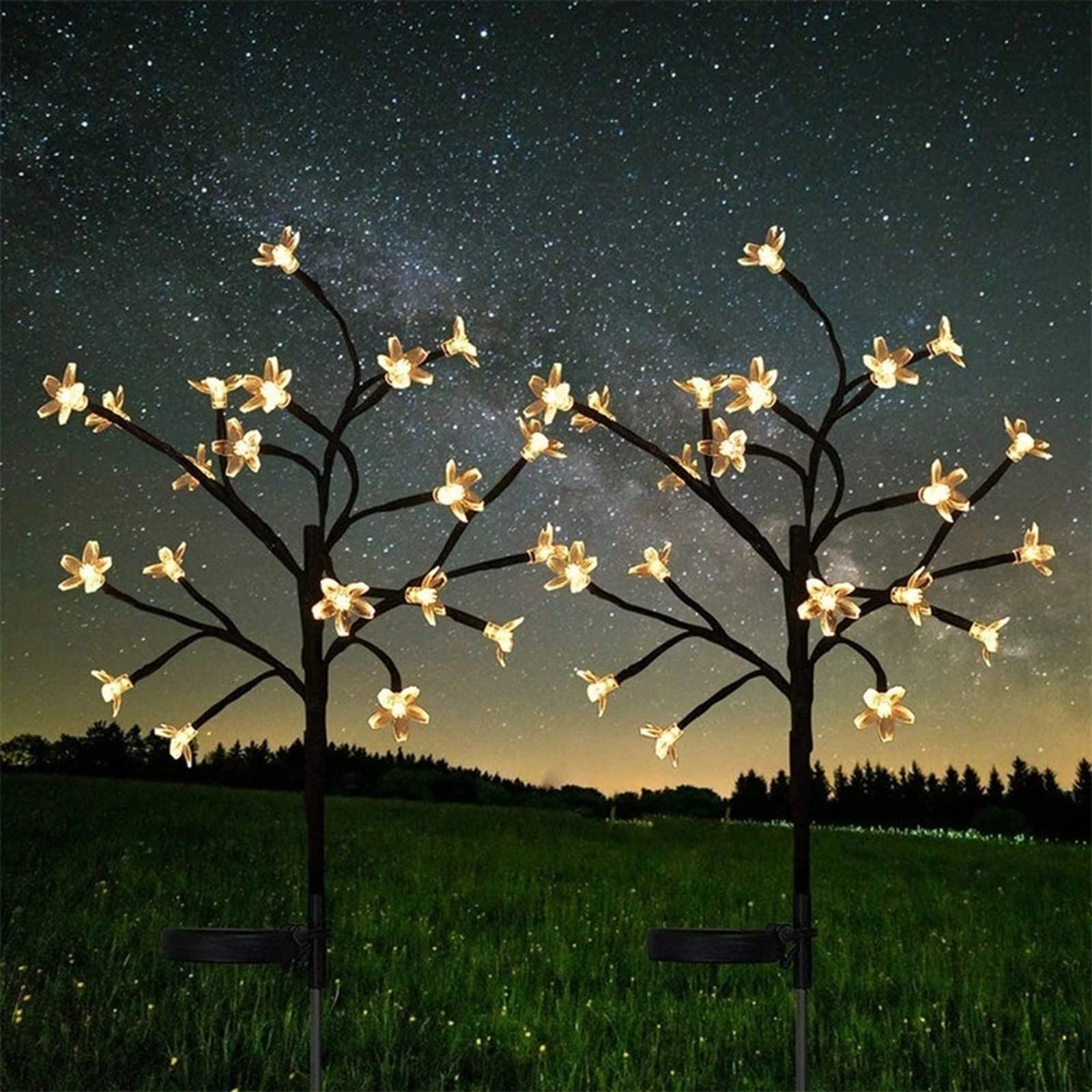 20 LED Solar Fairy Lights - Peach Flower String Lights for Garden, Patio, and Outdoor Decor | Warm White Solar-Powered LED Garland for Weddings, Parties, and Landscape Lighting