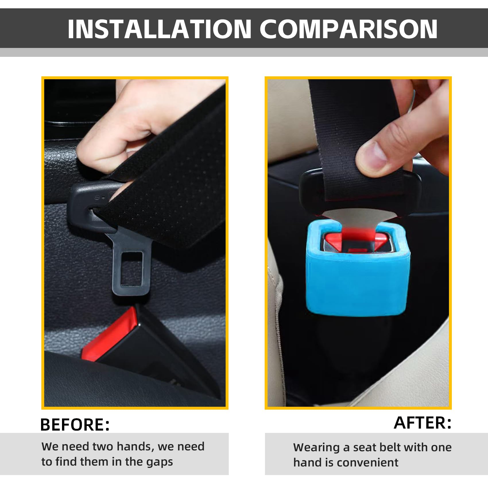 NTNEV 2-Pack Silicone Seat Belt Buckle Holder - Car Seat Belt Booster for Easy Access, Stable & Upright Position - Universal Car Accessories (Blue) - Perfect for SUVs, Trucks & Family Vehicles