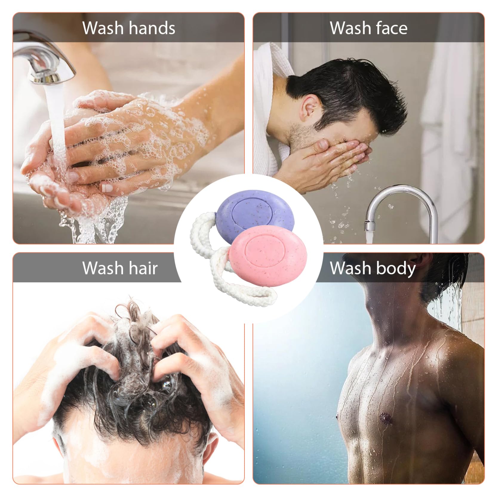 2-Pack Natural Fragrance Soap on a Rope - 150g Moisturizing Face & Hand Soap with Oil Control & Exfoliating Benefits for Men & Women - Perfect for Shower, Bath & Travel