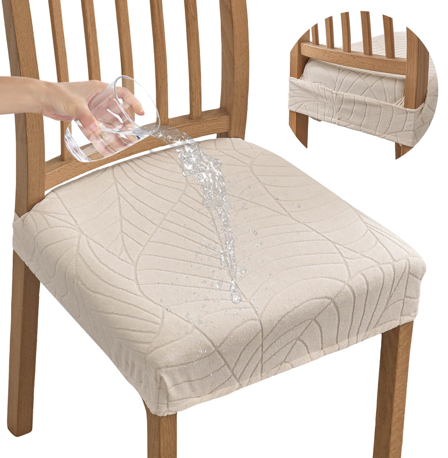 Premium Waterproof Stretch Jacquard Dining Chair Covers (Set of 4) - Washable & Removable Slipcovers for Kitchen, Dining Room & Home Decor - Perfect for Everyday Use & Special Occasions