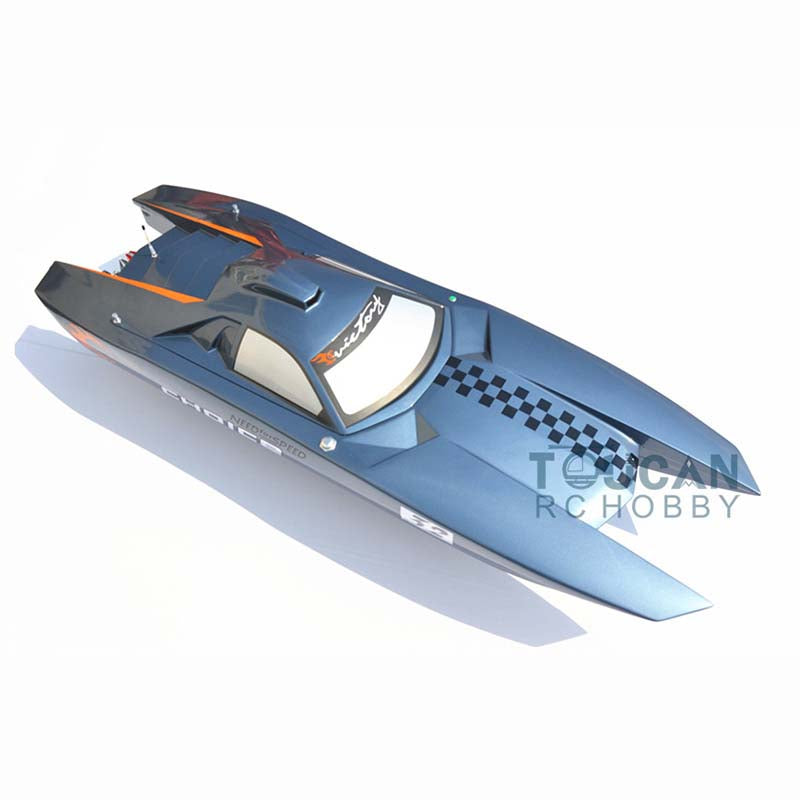 E53 Reventon Fiber Glass 2.4Ghz PNP Electric Racing RC Boat DIY Model with ESC Motor - 1305x360x220mm (Grey & Yellow) - High Speed Remote Control Boat for Lakes, Pools & Racing Competitions
