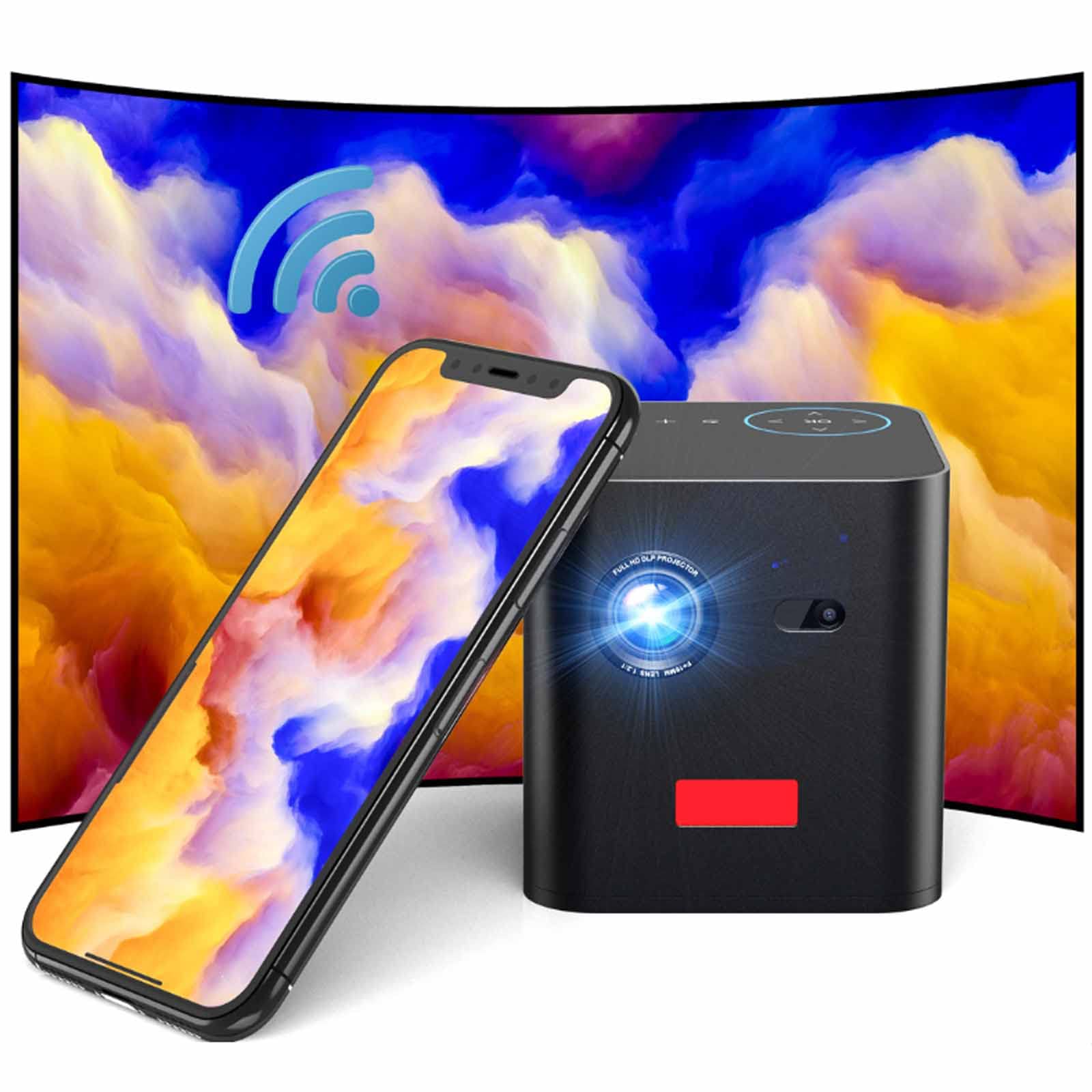 4K Ultra Mini Smart LED Projector with Bluetooth 5.0 & WiFi 2.4G/5G - 7800mAh Battery Portable Pocket Video Projector for Home Theater, Office Presentations, Outdoor Movies & 3D Projection