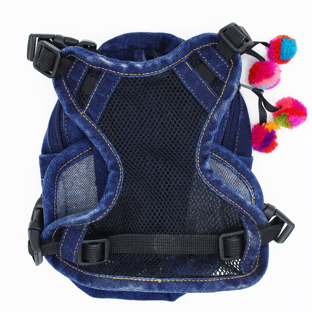 Durable Dog Backpack Harness with Denim Vest - Adjustable Pet Carrier for Hiking, Travel & Outdoor Adventures