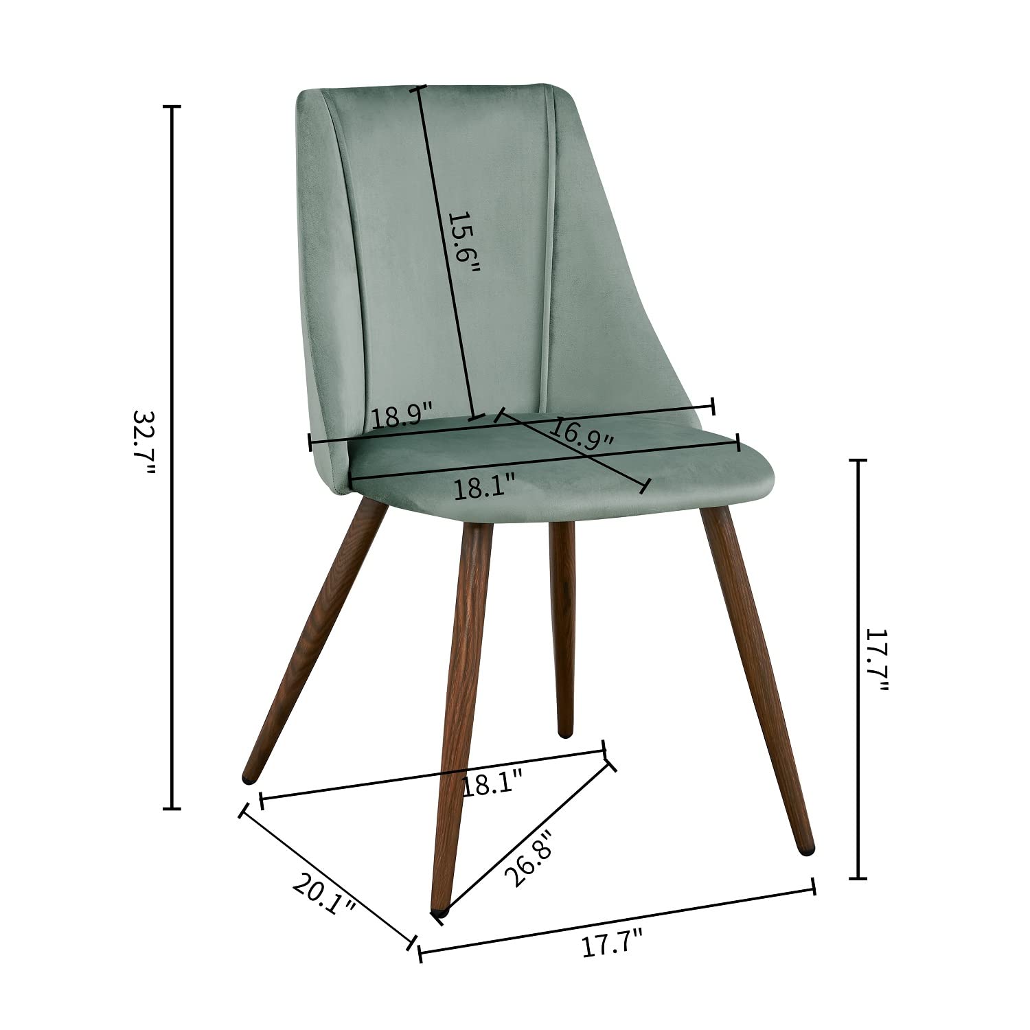 Luxury Velvet Dining Chairs Set of 2 - Modern Upholstered Kitchen Side Chairs with Soft Cushion & Sturdy Metal Legs for Home, Restaurant - Elegant Accent Chairs (Cactus Green) - Perfect for Dining Rooms, Kitchens, Cafés and Small Spaces